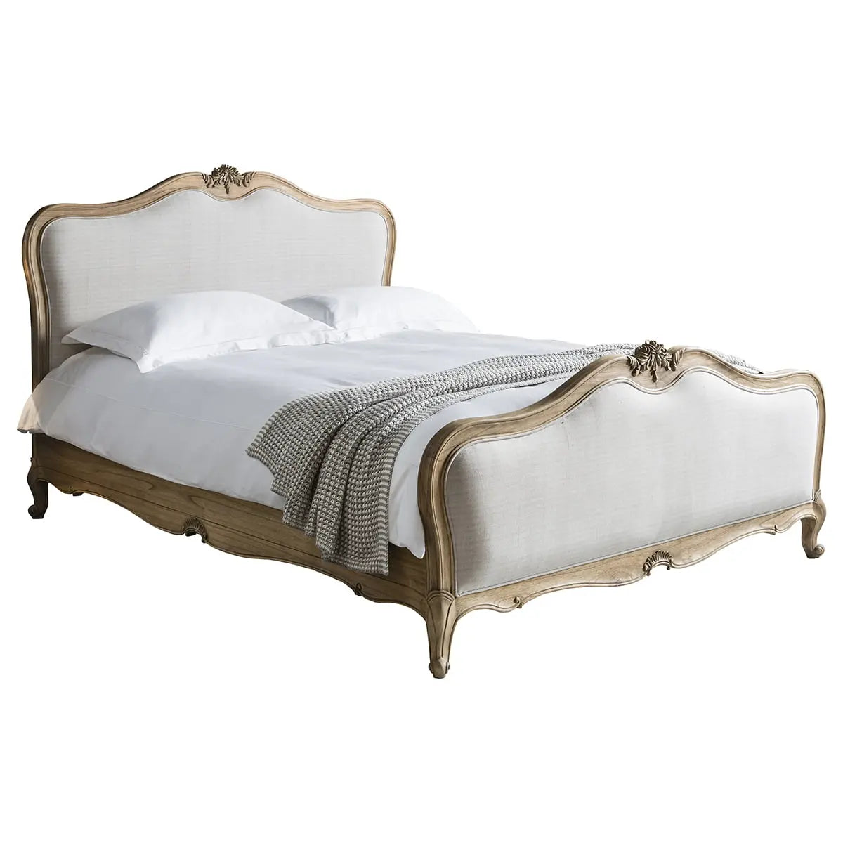 Isadora King Linen Upholstered Bed Weathered  Nicholas John Interiors