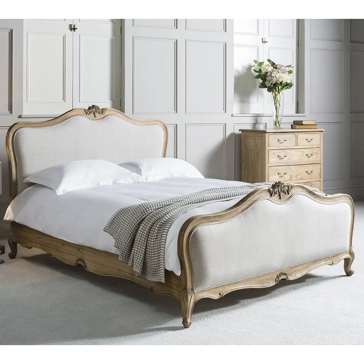 Isadora King Linen Upholstered Bed Weathered  Nicholas John Interiors