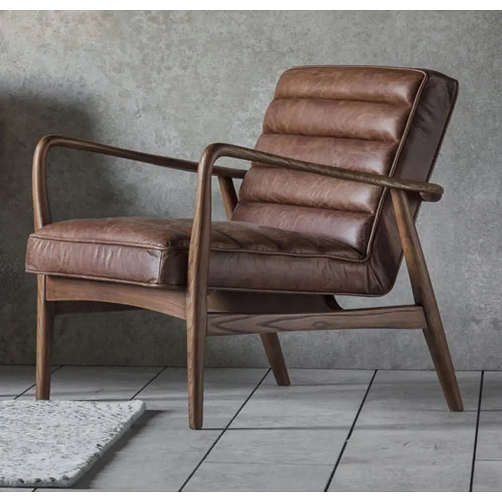 Nozomi Armchair in Vintage Brown Leather  Nicholas John Interiors