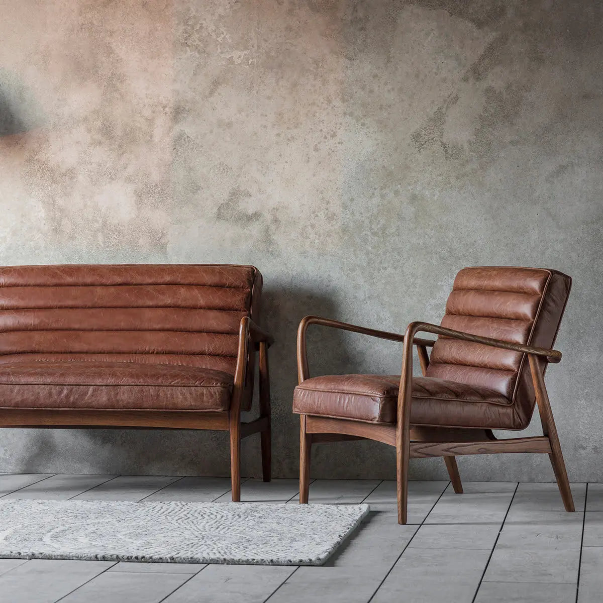 Nozomi Armchair in Vintage Brown Leather  Nicholas John Interiors