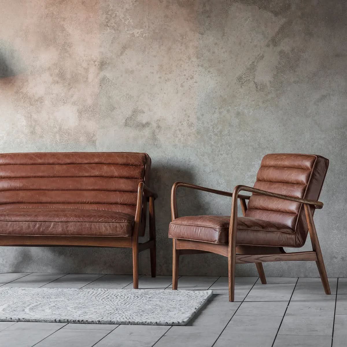 Nozomi Armchair in Vintage Brown Leather  Nicholas John Interiors