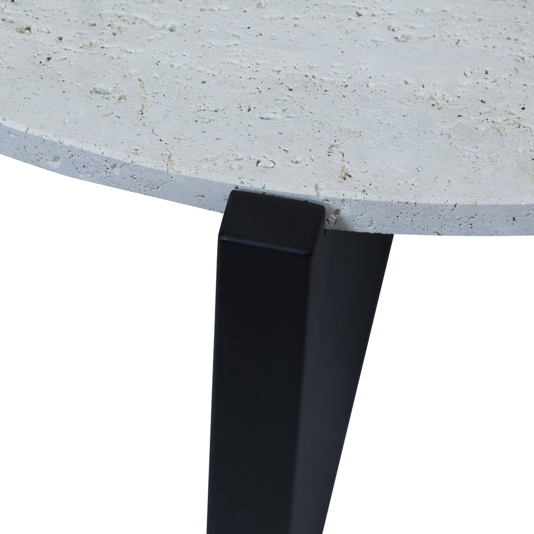 Wenton Travertine Top Coffee Table with Black Acacia Wood Frame  Nicholas John Interiors