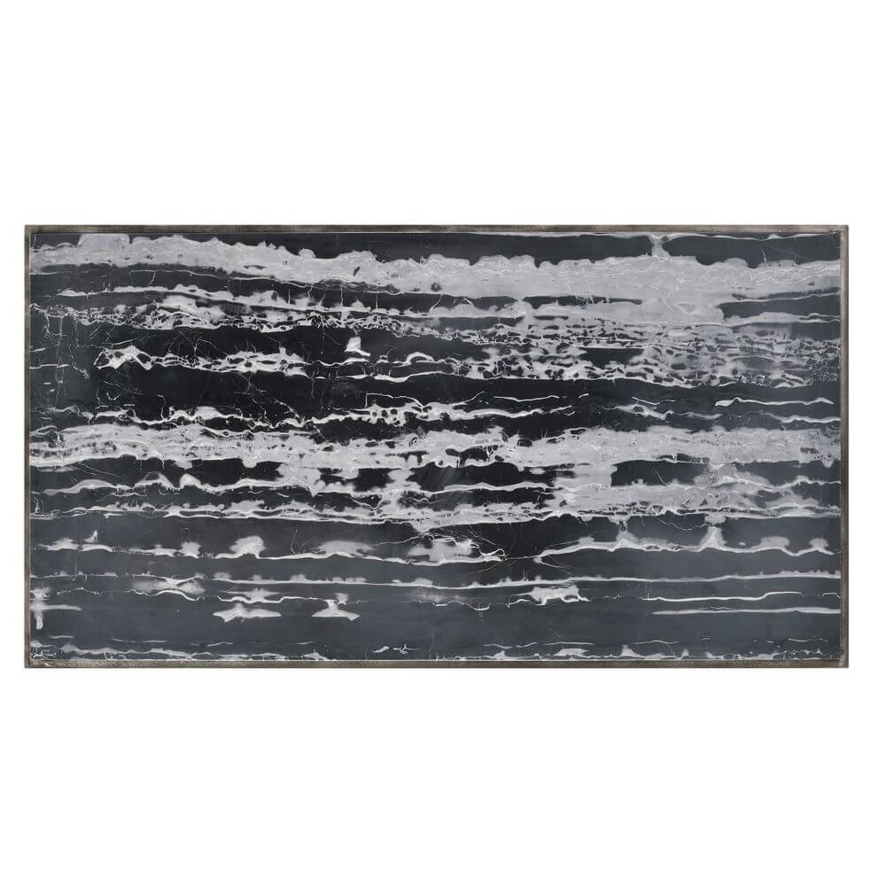 Jonathan Charles Rectangular Iron Coffee Table with a Black Marble Top