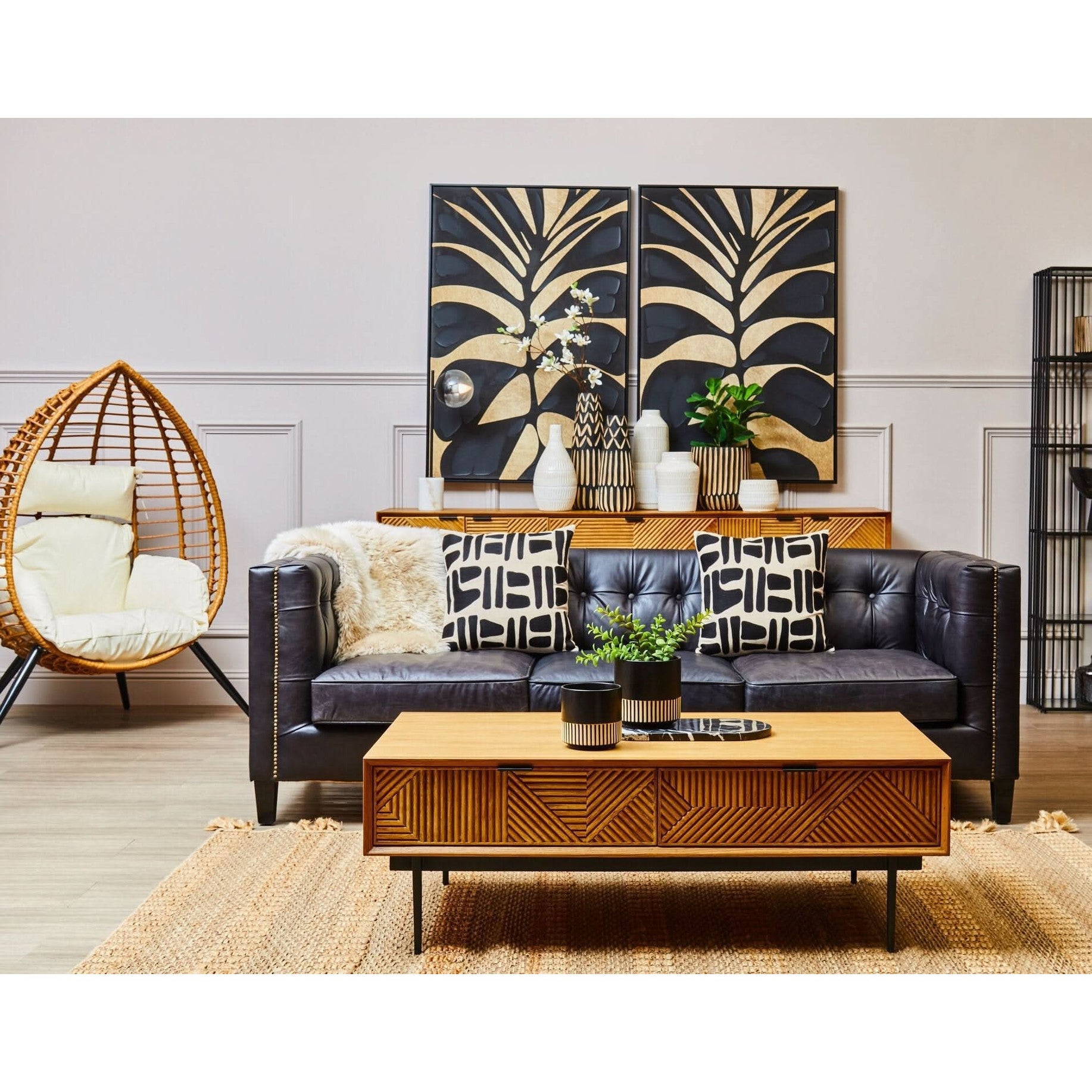 Kiso Small Black and Cream Finish Planter   Nicholas John Interiors