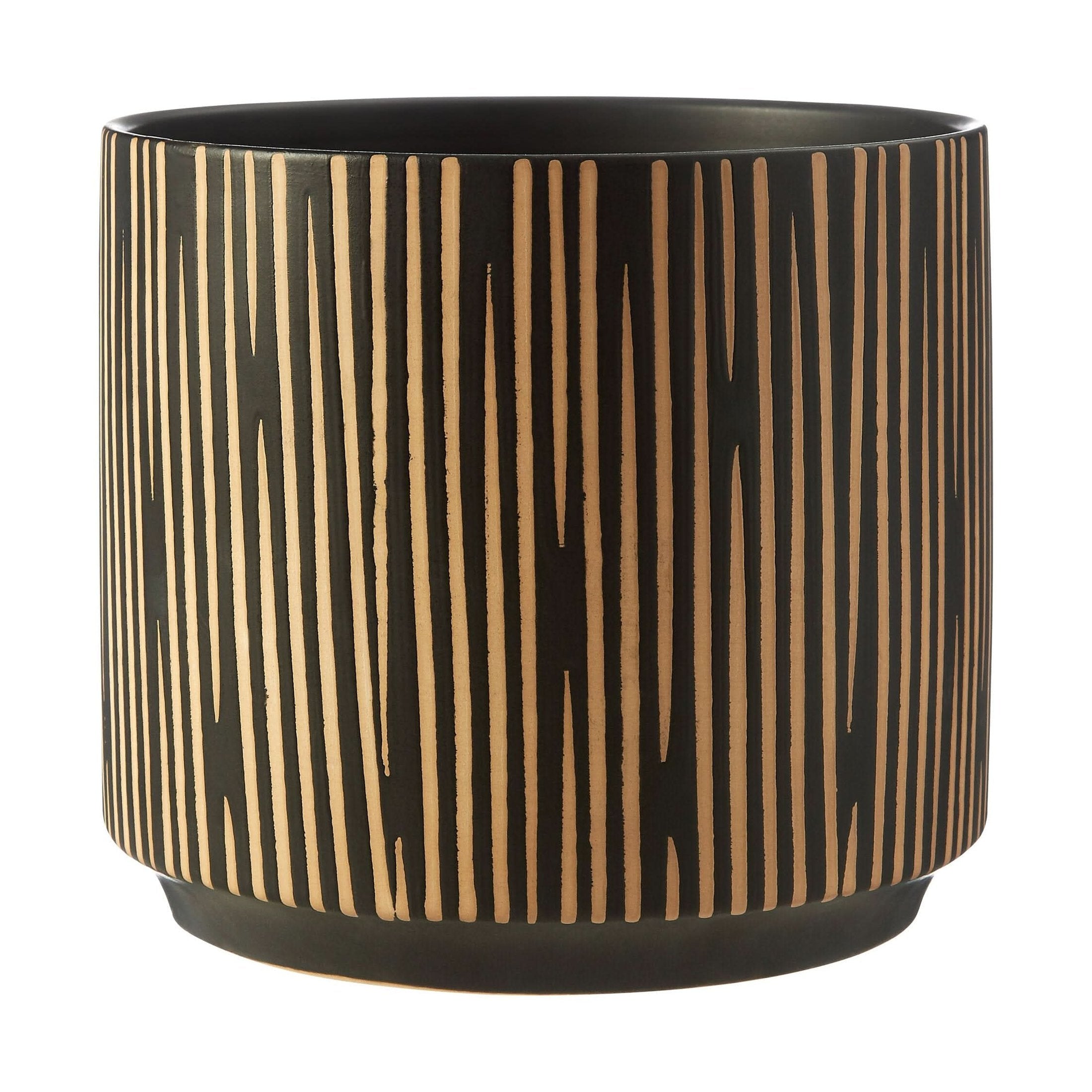 Kiso Small Black and Cream Finish Planter   Nicholas John Interiors