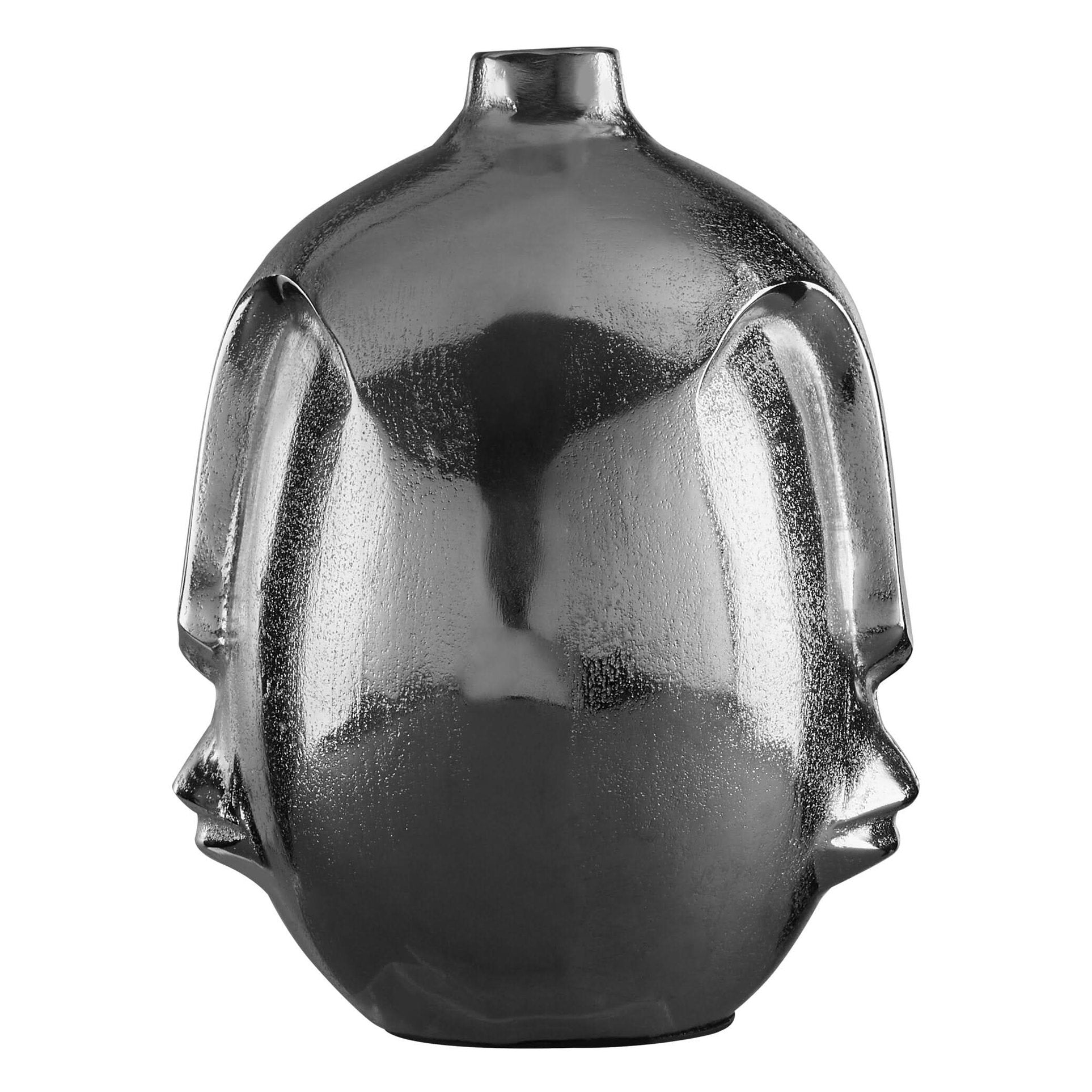 Viso Large Silver Face Round Vase   Nicholas John Interiors