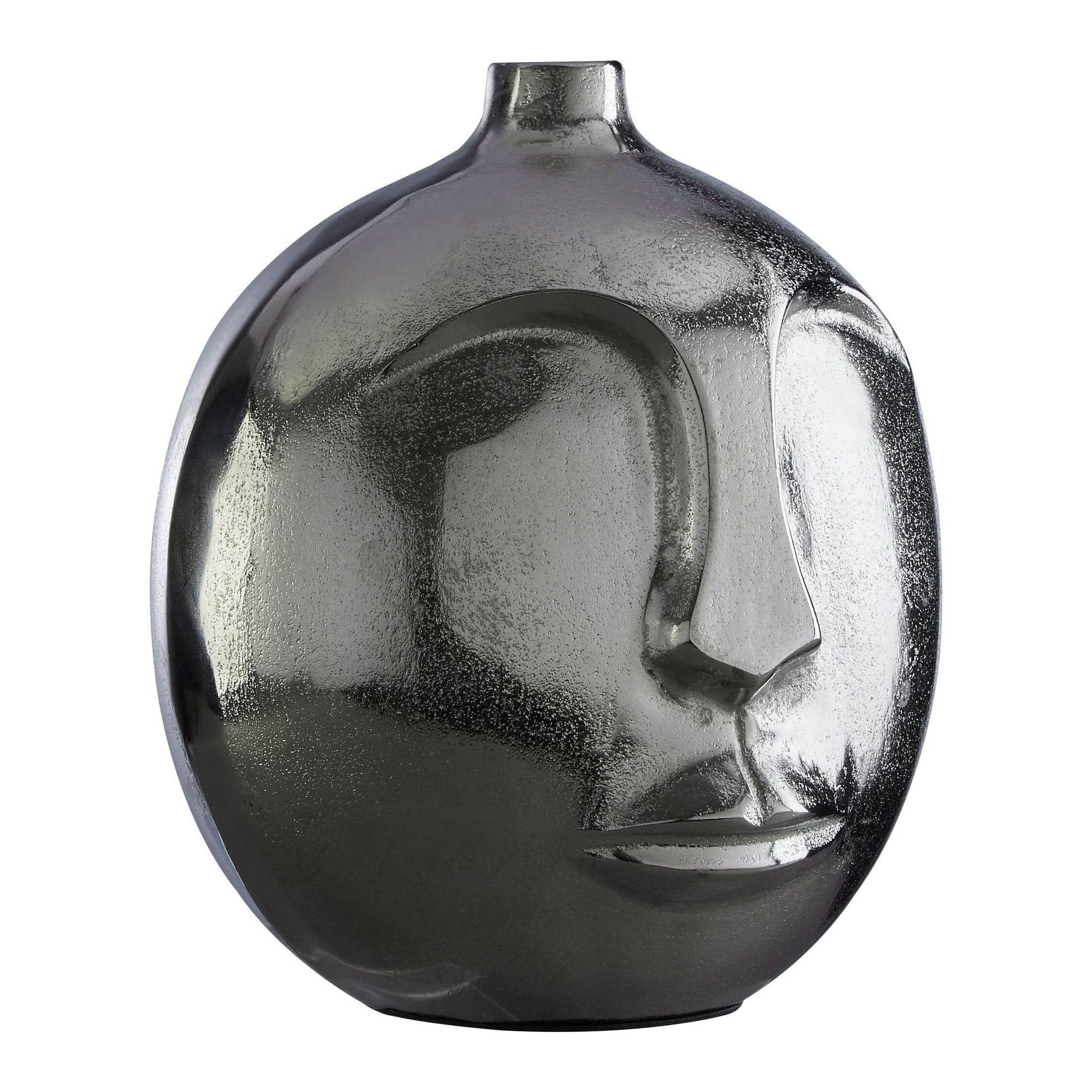 Viso Large Silver Face Round Vase   Nicholas John Interiors