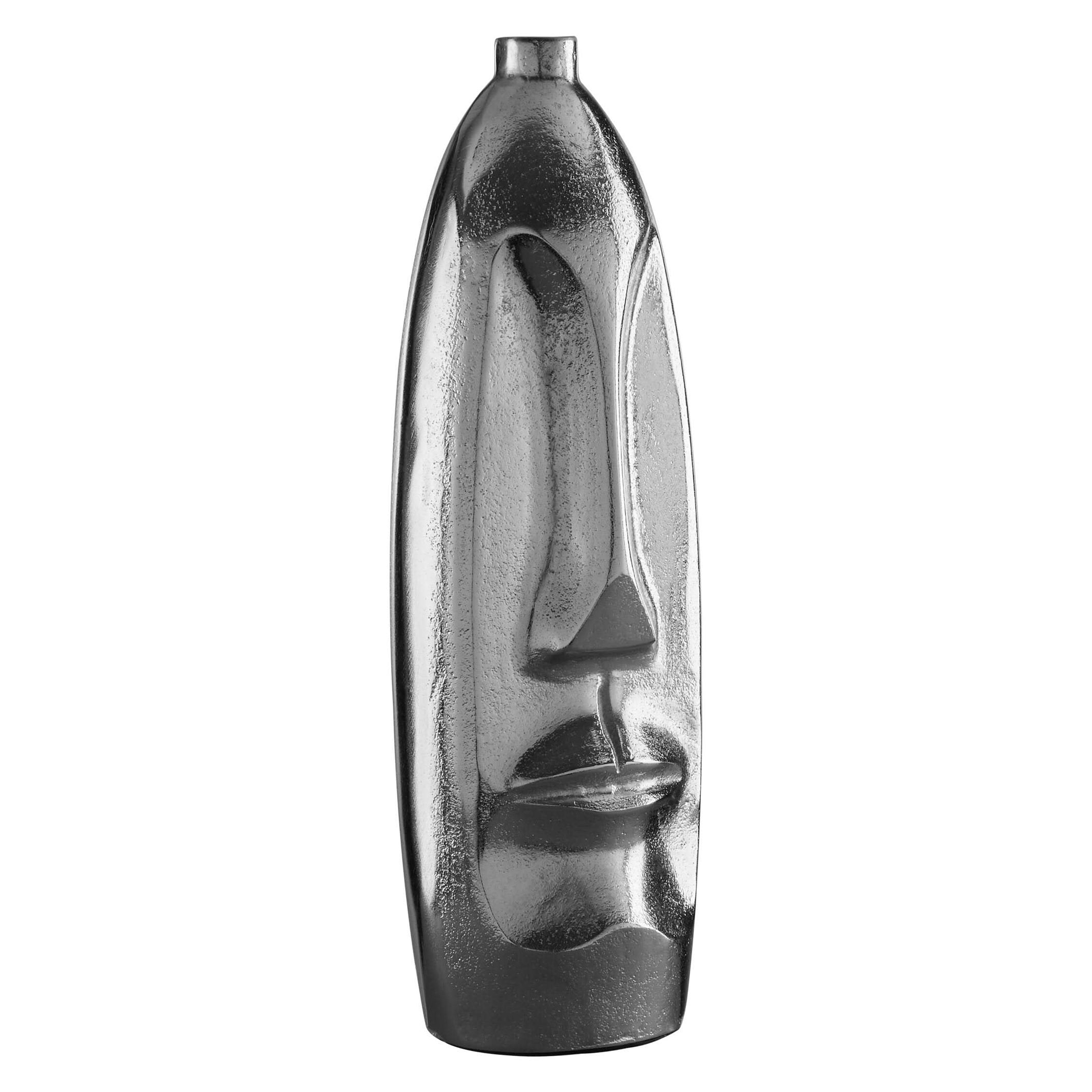 Viso Small Silver Face Tall Vase   Nicholas John Interiors