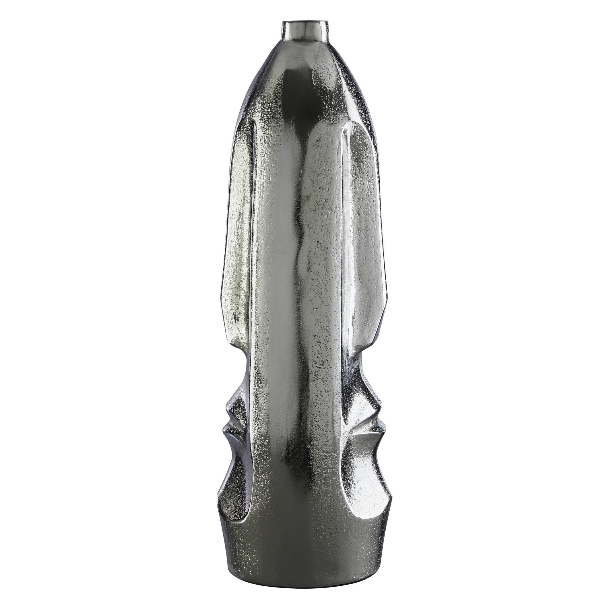 Viso Small Silver Face Tall Vase   Nicholas John Interiors