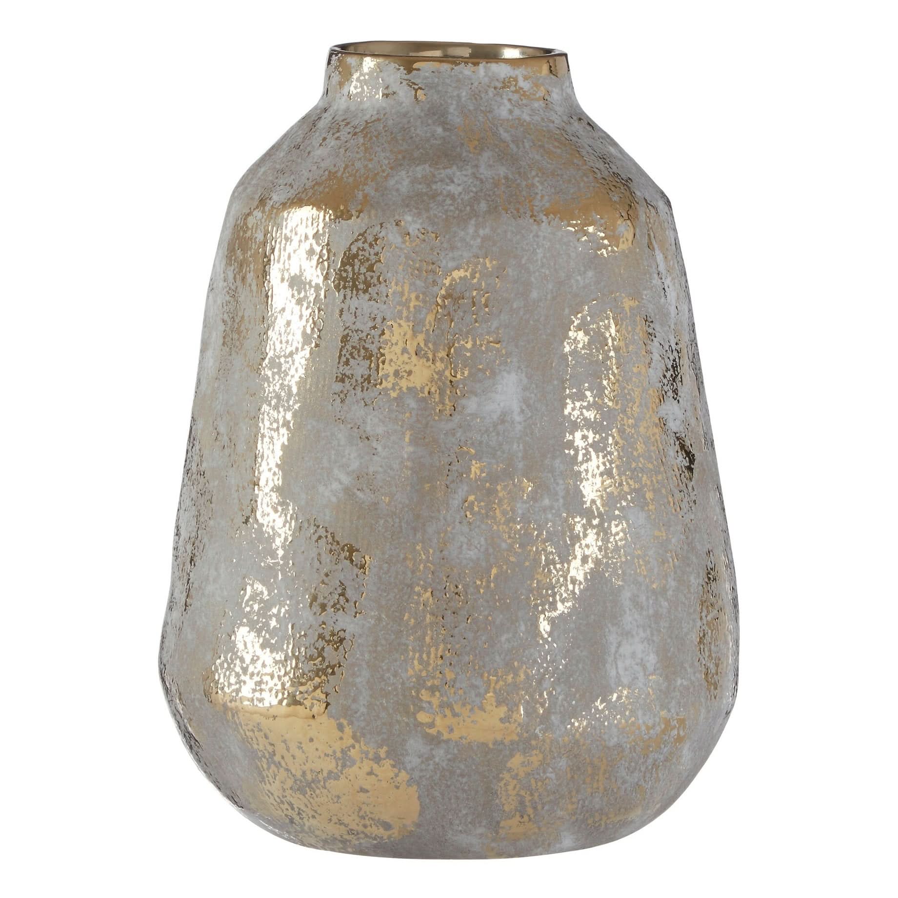 Orvena Medium Grey and Gold Ceramic Vase   Nicholas John Interiors