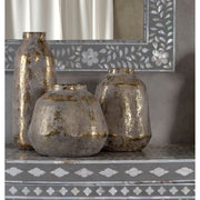 Orvena Medium Grey and Gold Ceramic Vase   Nicholas John Interiors