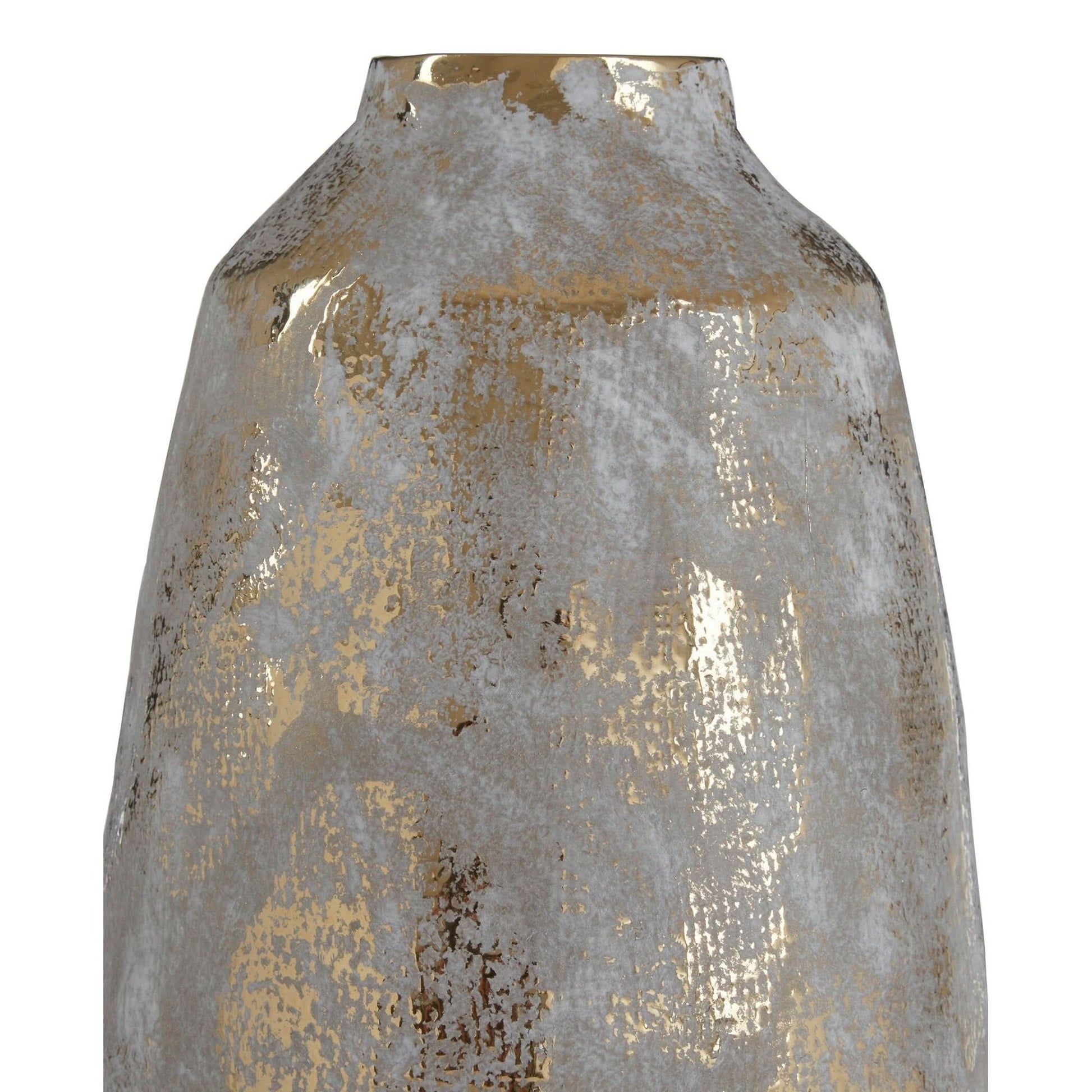 Orvena Medium Grey and Gold Ceramic Vase   Nicholas John Interiors