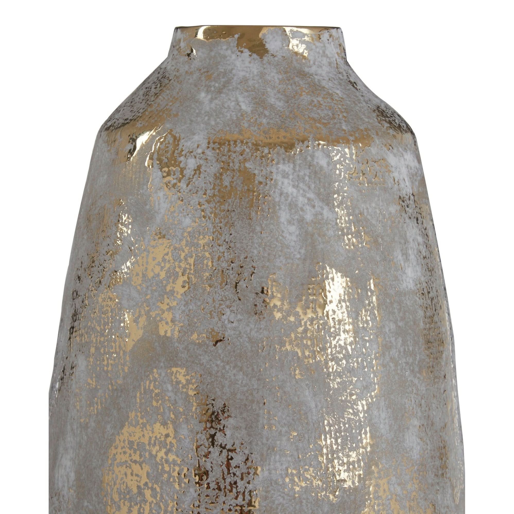 Orvena Medium Grey and Gold Ceramic Vase   Nicholas John Interiors