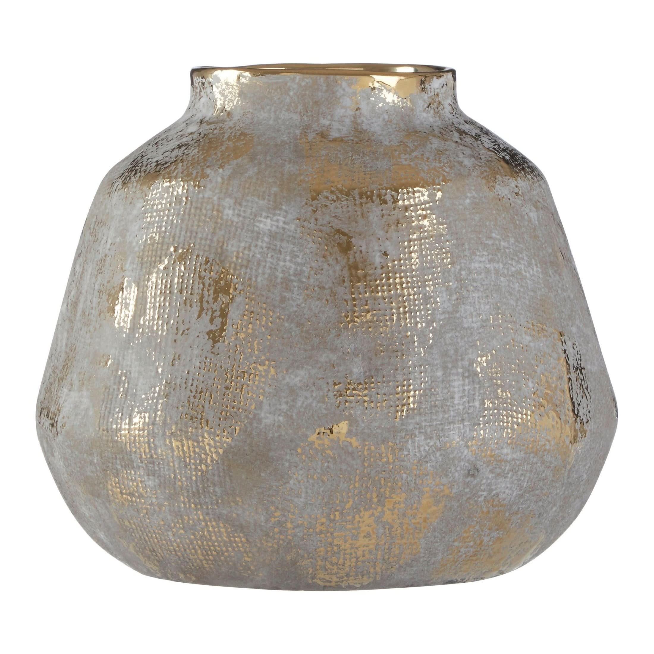 Orvena Small Grey And Gold Ceramic Vase   Nicholas John Interiors