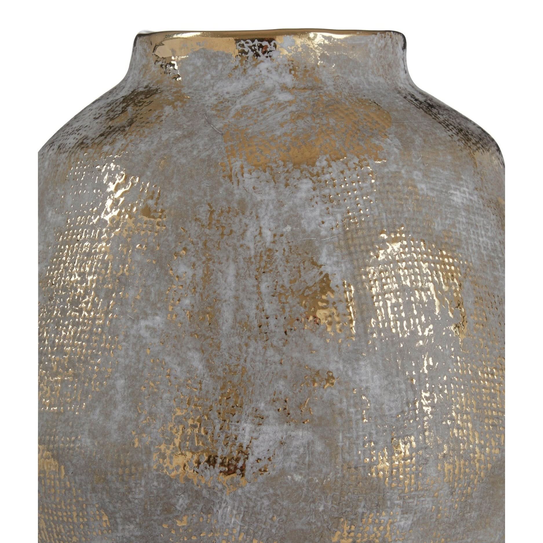 Orvena Small Grey And Gold Ceramic Vase   Nicholas John Interiors