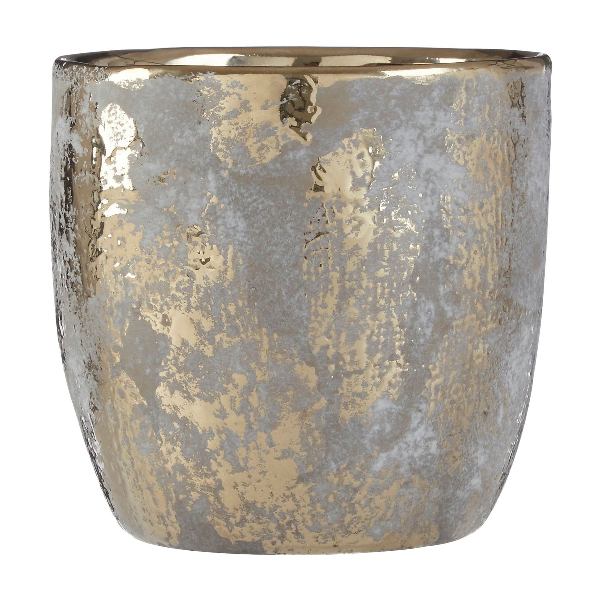 Orvena Large Grey and Gold Ceramic Planter   Nicholas John Interiors