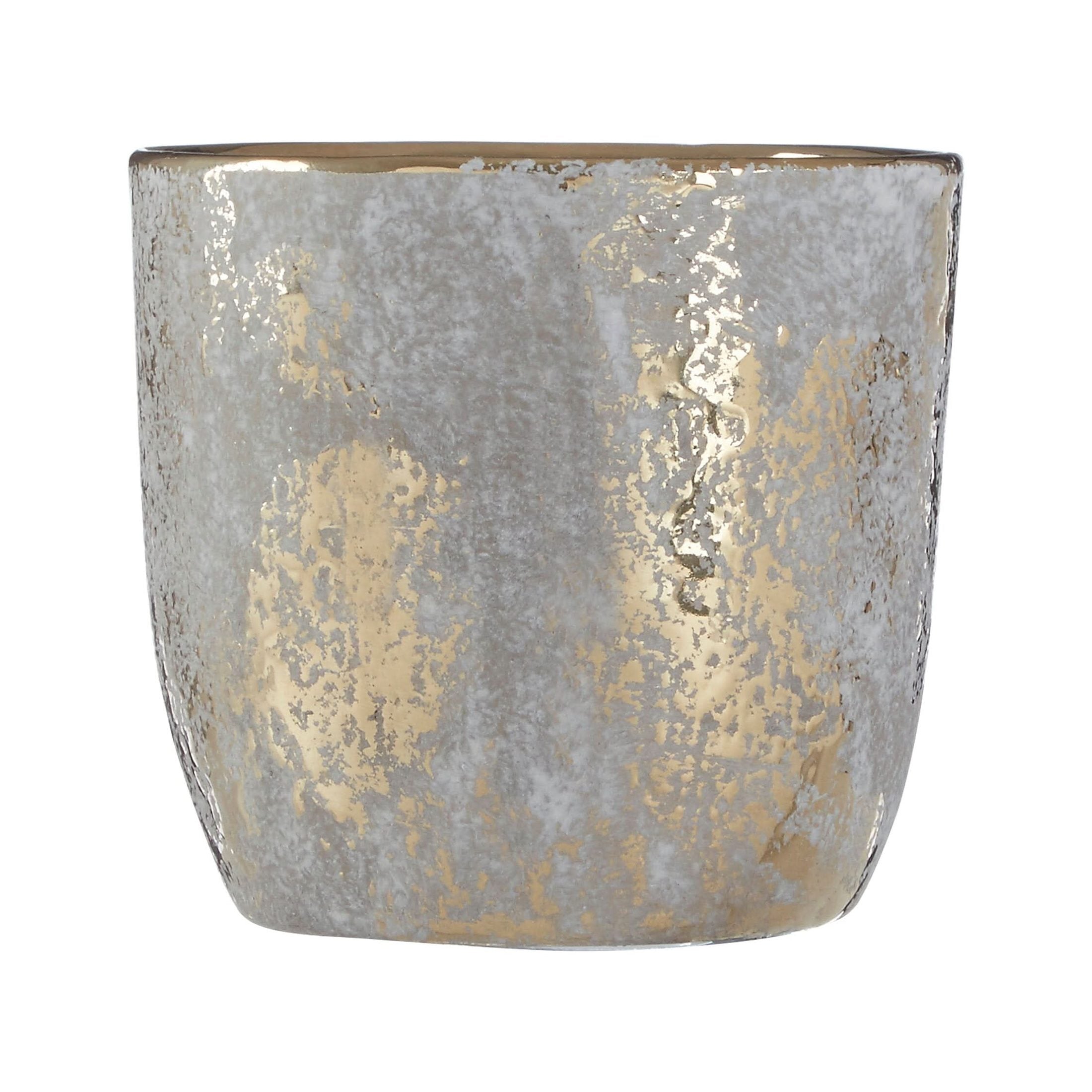 Orvena Small Grey and Gold Ceramic Planter   Nicholas John Interiors