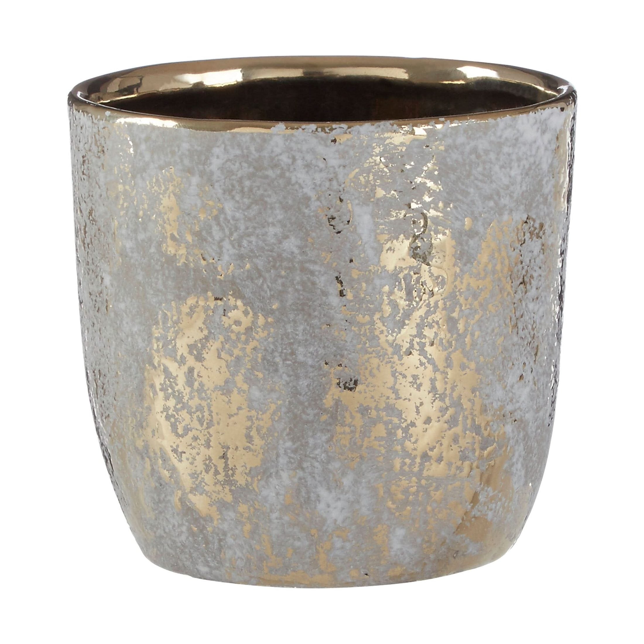 Orvena Small Grey and Gold Ceramic Planter   Nicholas John Interiors