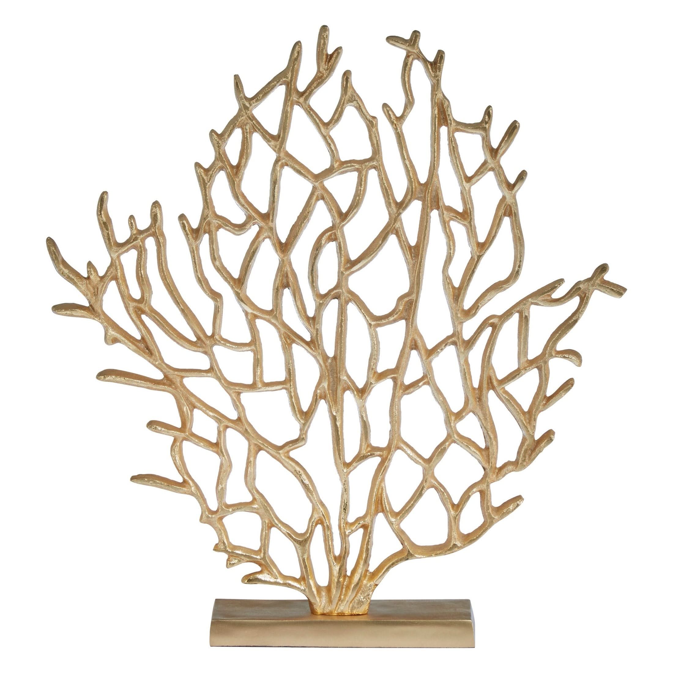Prato Small Gold Finish Coral Sculpture   Nicholas John Interiors