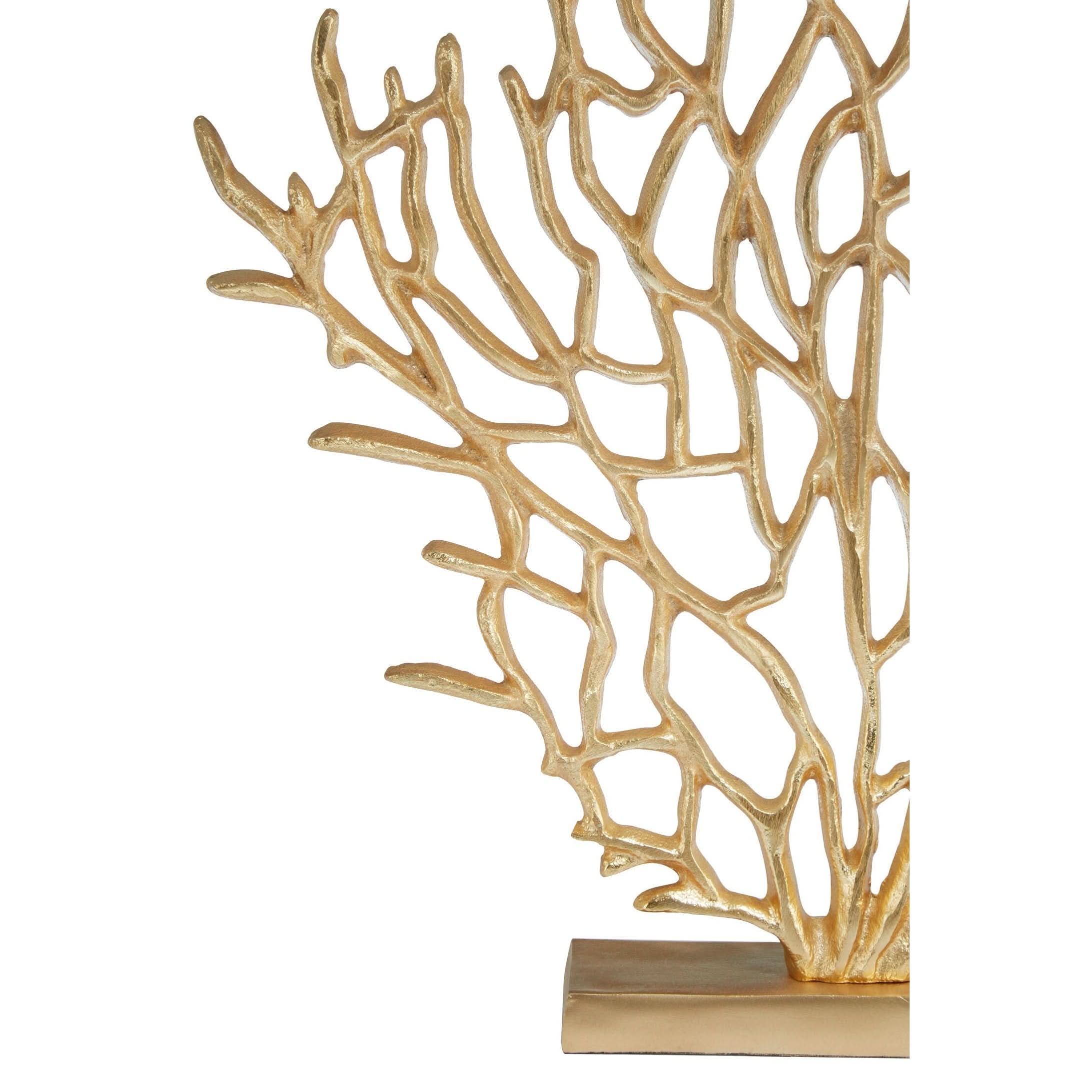 Prato Small Gold Finish Coral Sculpture   Nicholas John Interiors
