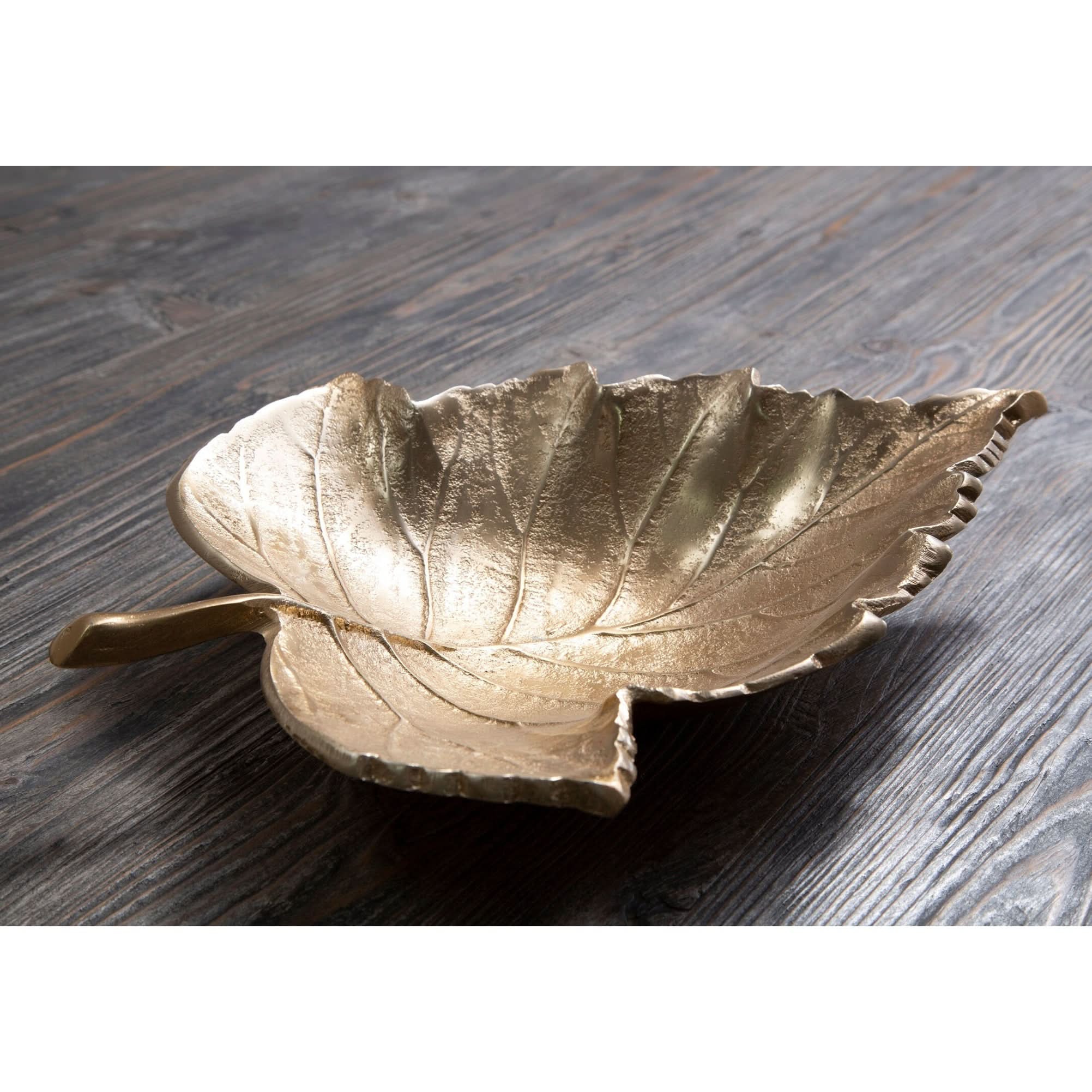 Prato Gold Finish Leaf Dish   Nicholas John Interiors