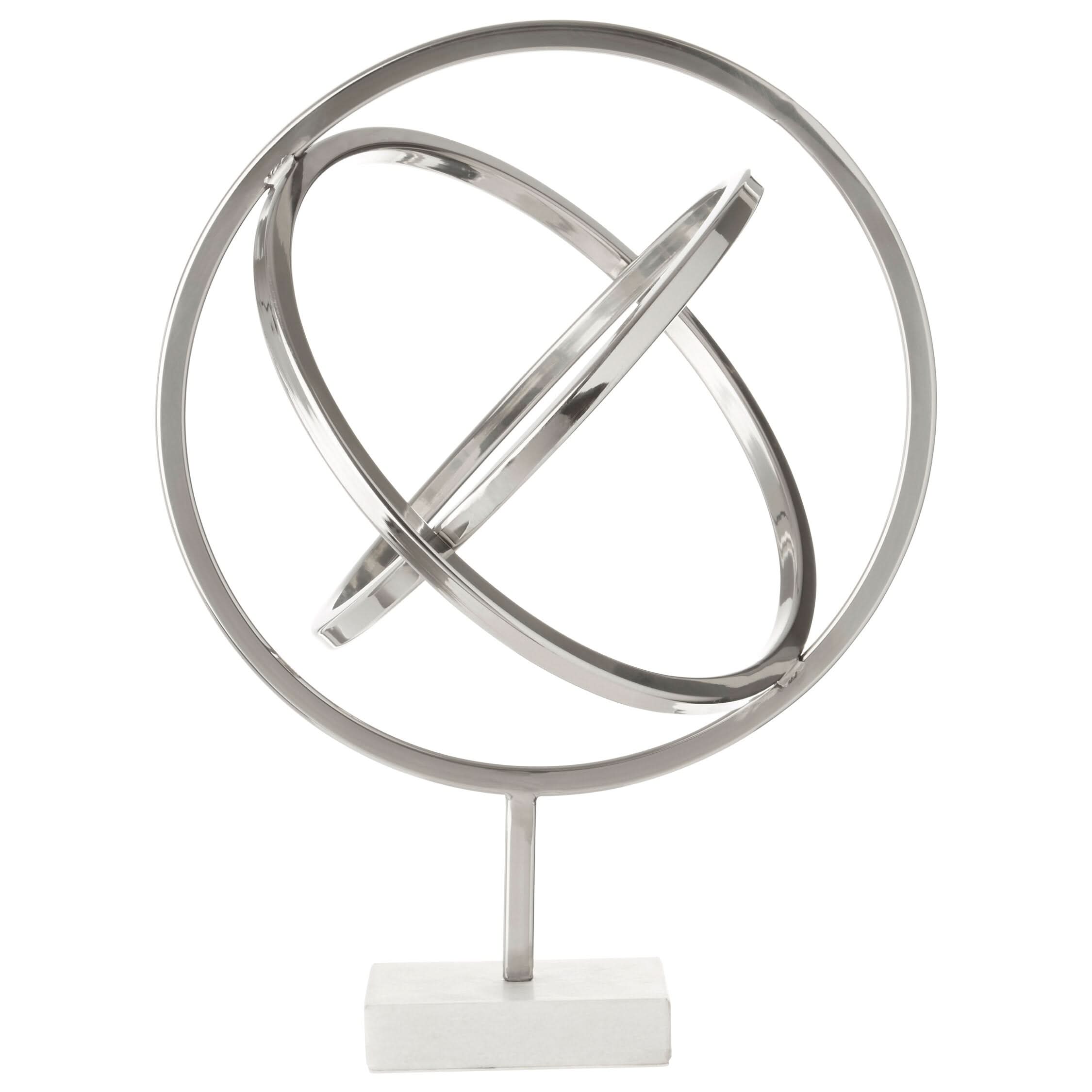 Mirano Silver Finish Spiral Sculpture with Marble Base   Nicholas John Interiors