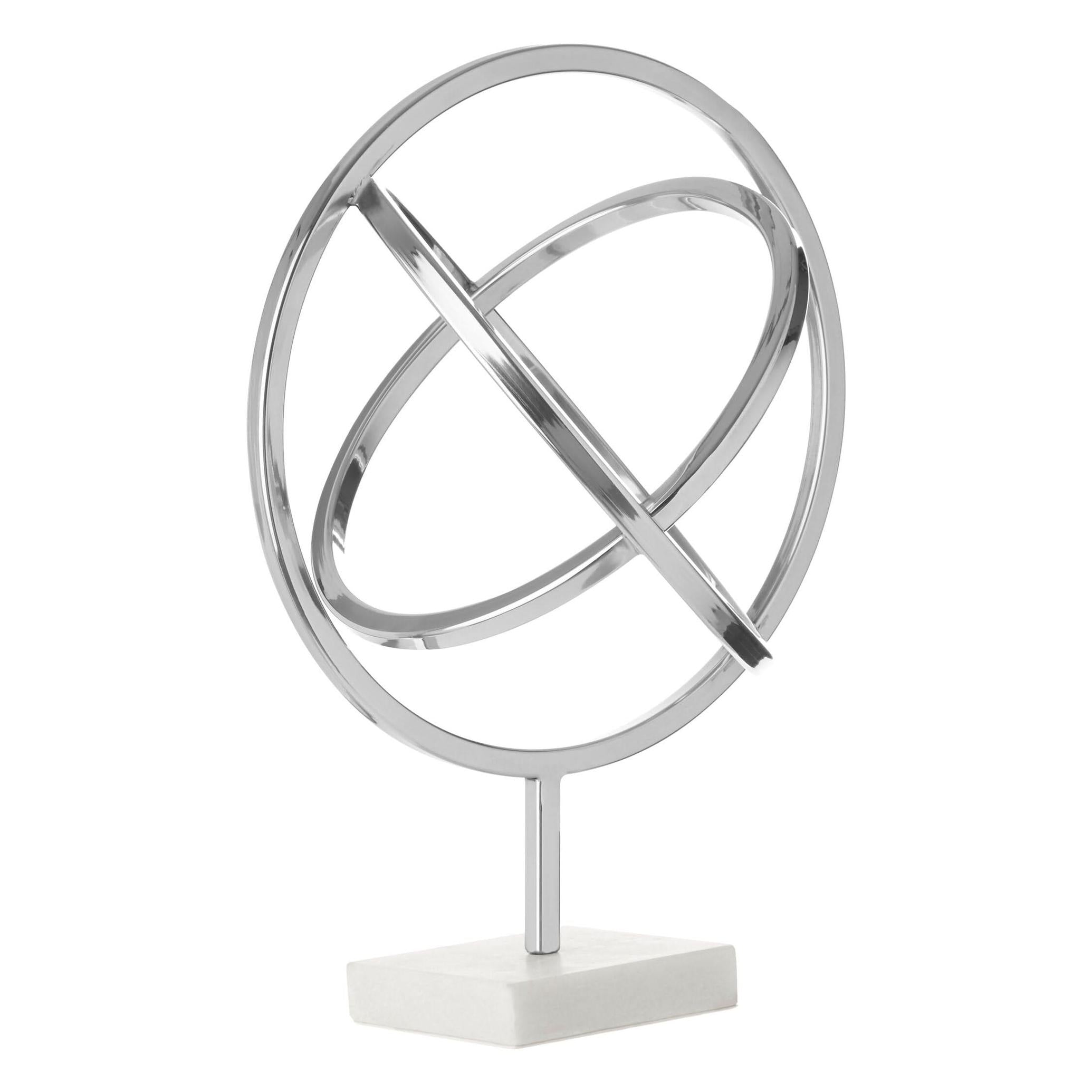 Mirano Silver Finish Spiral Sculpture with Marble Base   Nicholas John Interiors