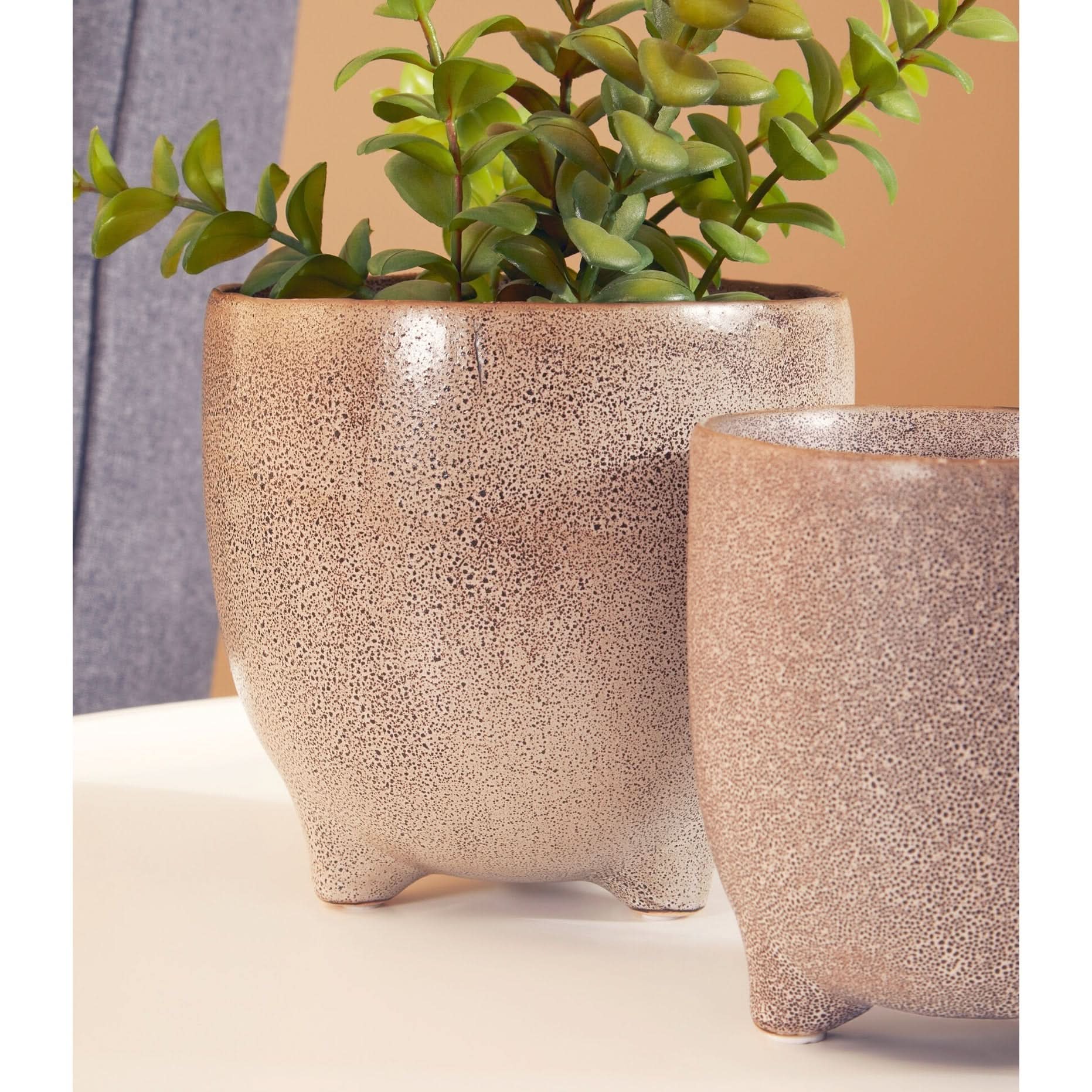 Calcita Natural Speckled Small Planter   Nicholas John Interiors