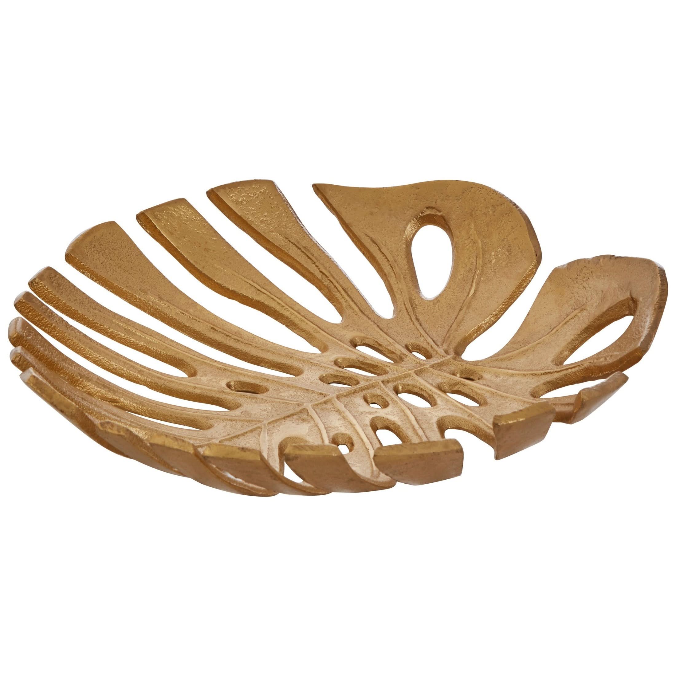 Prato Monstera Small Gold Finish Leaf Dish   Nicholas John Interiors