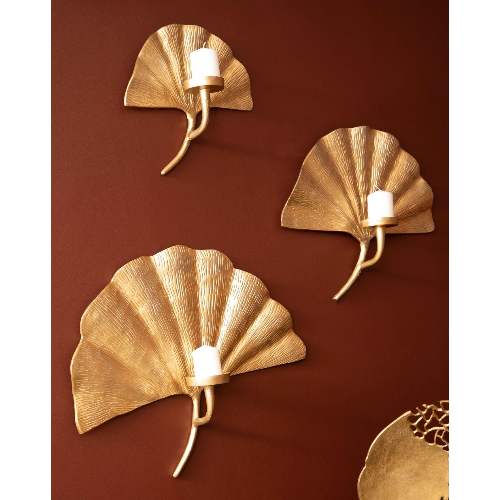 Prato Ginkgo Medium Wall Sconce Candle Holder   Nicholas John Interiors