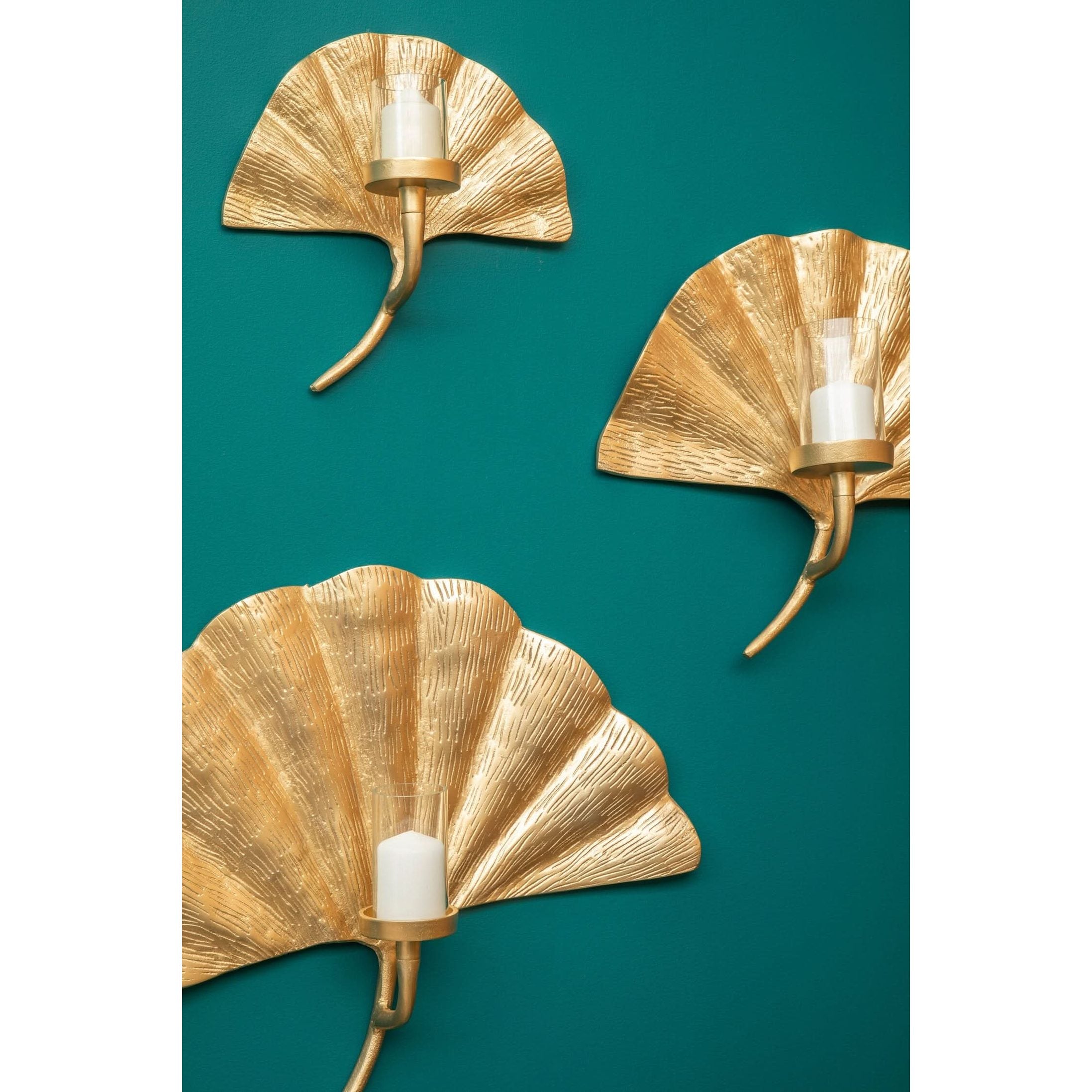Prato Ginkgo Large Wall Sconce Candle Holder   Nicholas John Interiors