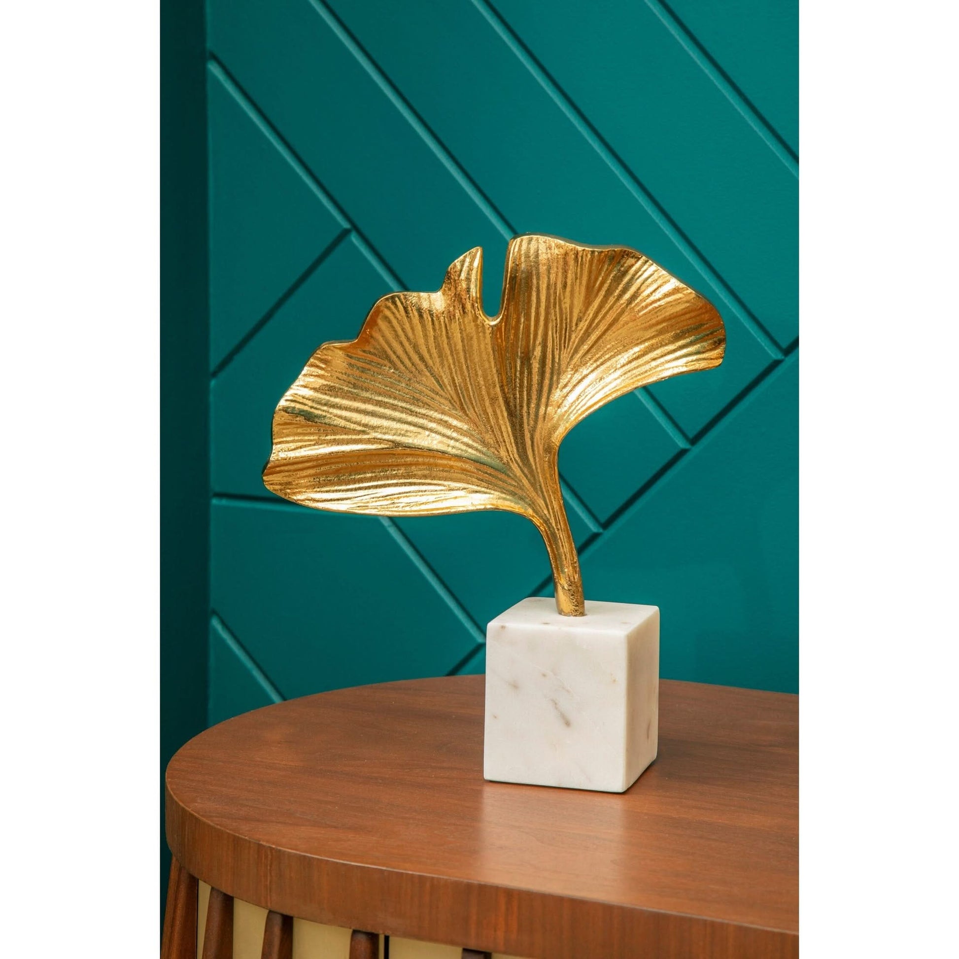 Mirano Gold Finish Ginkgo Sculpture   Nicholas John Interiors