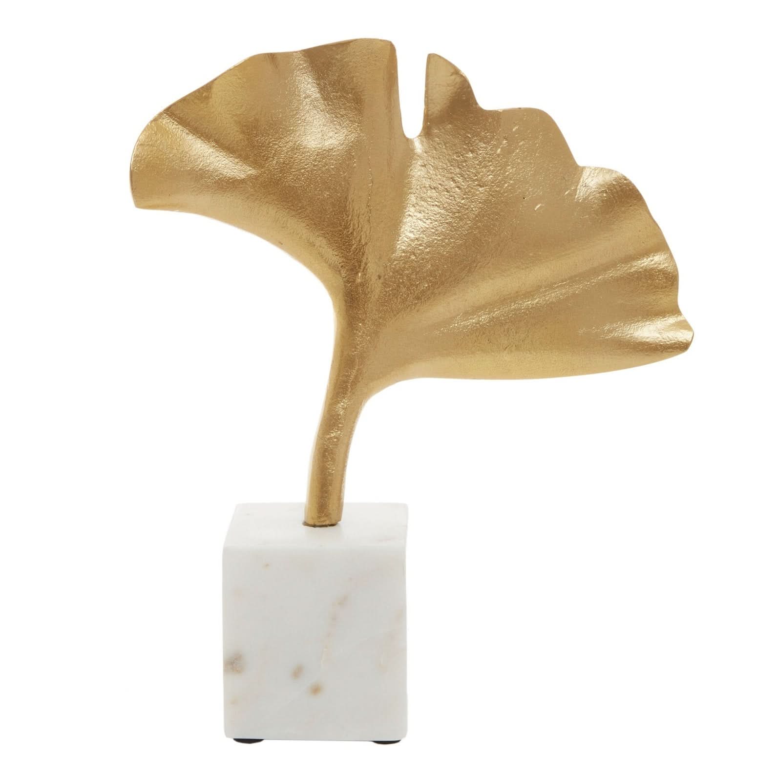 Mirano Gold Finish Ginkgo Sculpture   Nicholas John Interiors