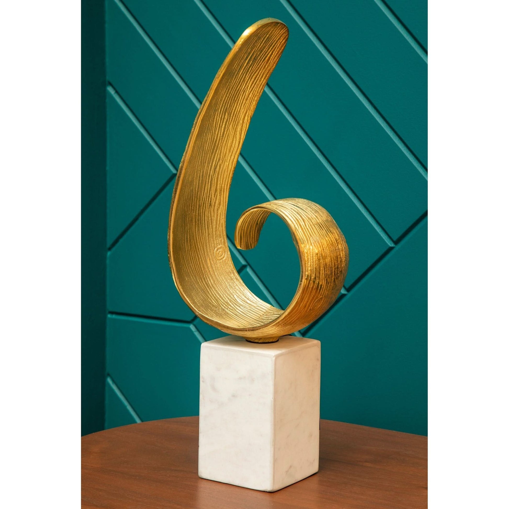 Mirano Gold Finish Curl Sculpture   Nicholas John Interiors