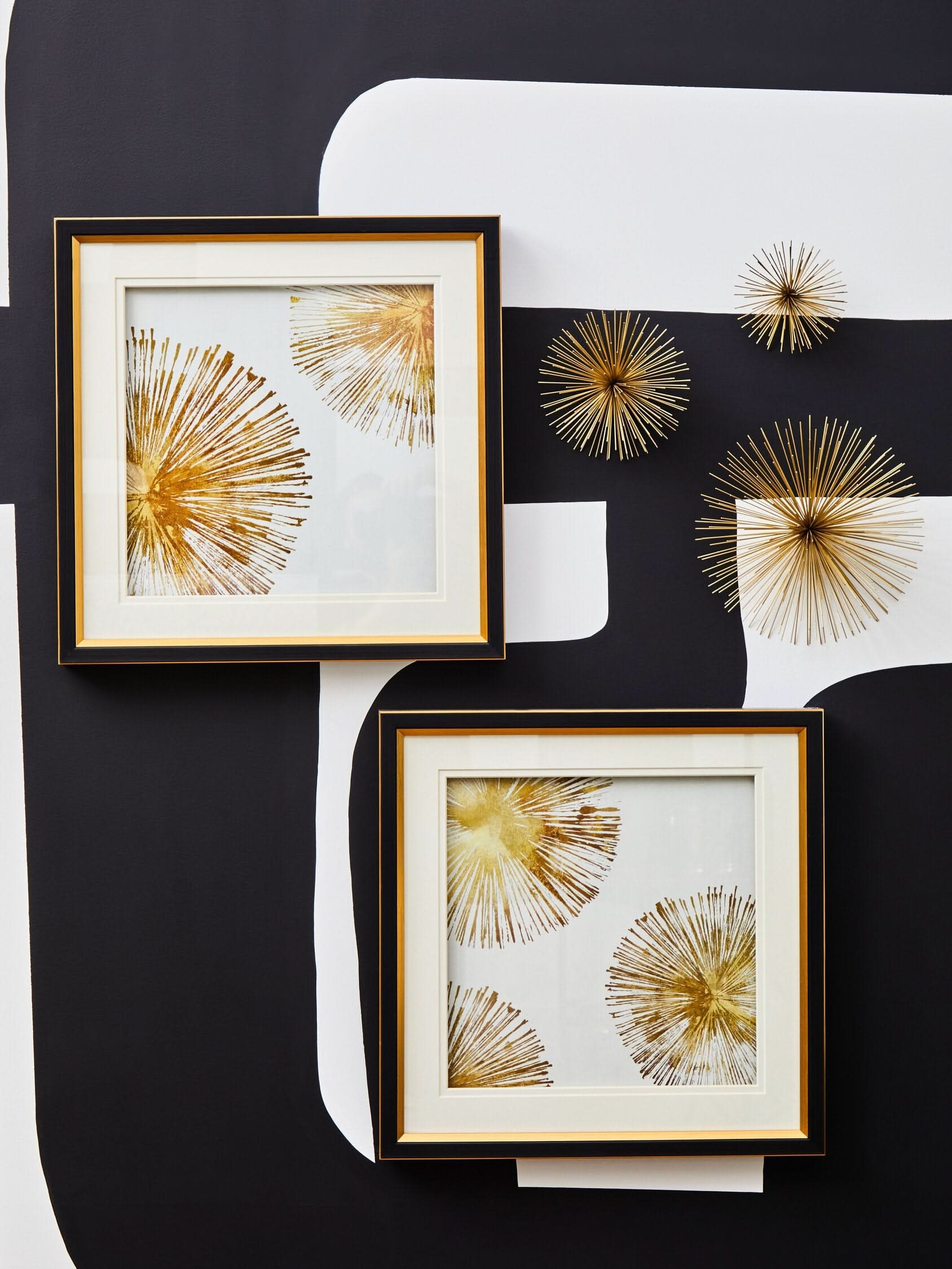 Mirano Set Of 3 Gold Finish Starburst Wall Decor   Nicholas John Interiors