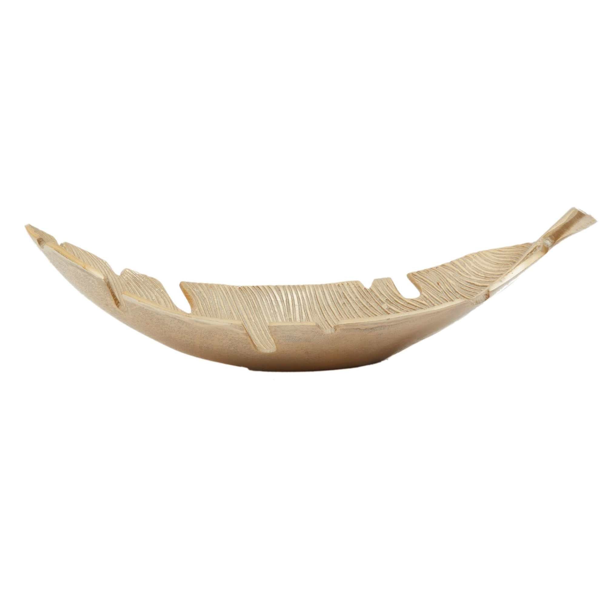 Prato Gold Finish Curved Leaf Dish   Nicholas John Interiors