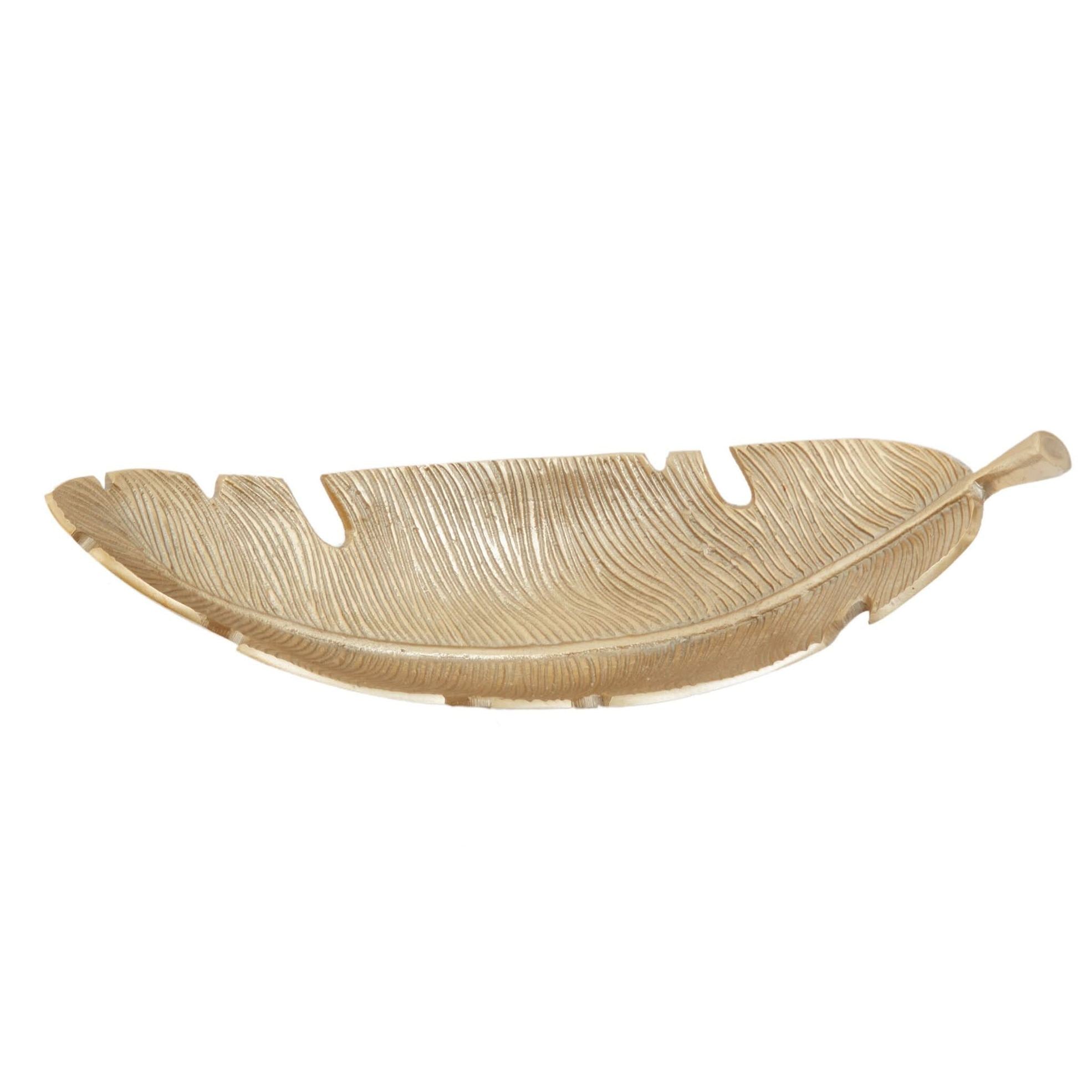 Prato Gold Finish Curved Leaf Dish   Nicholas John Interiors