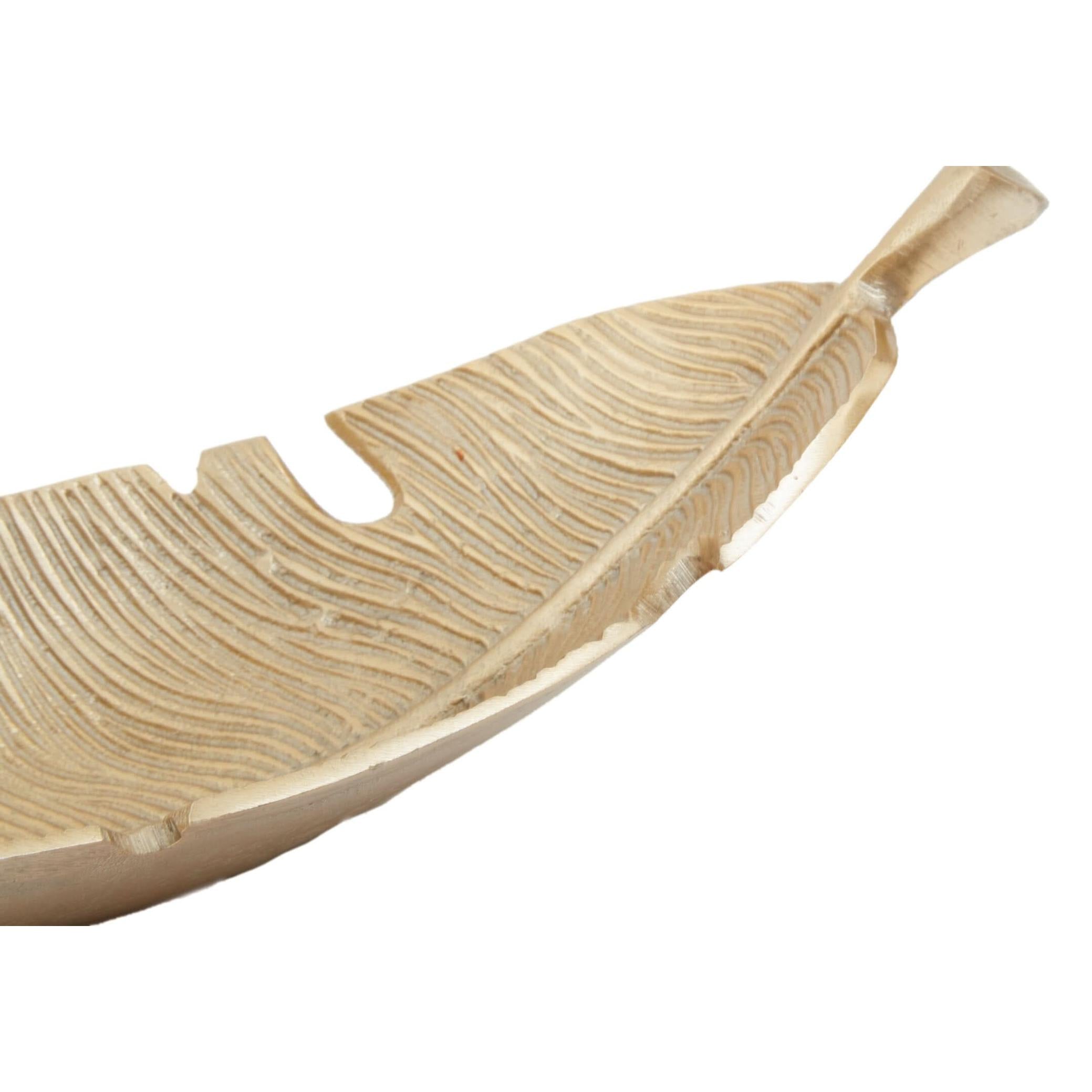 Prato Gold Finish Curved Leaf Dish   Nicholas John Interiors