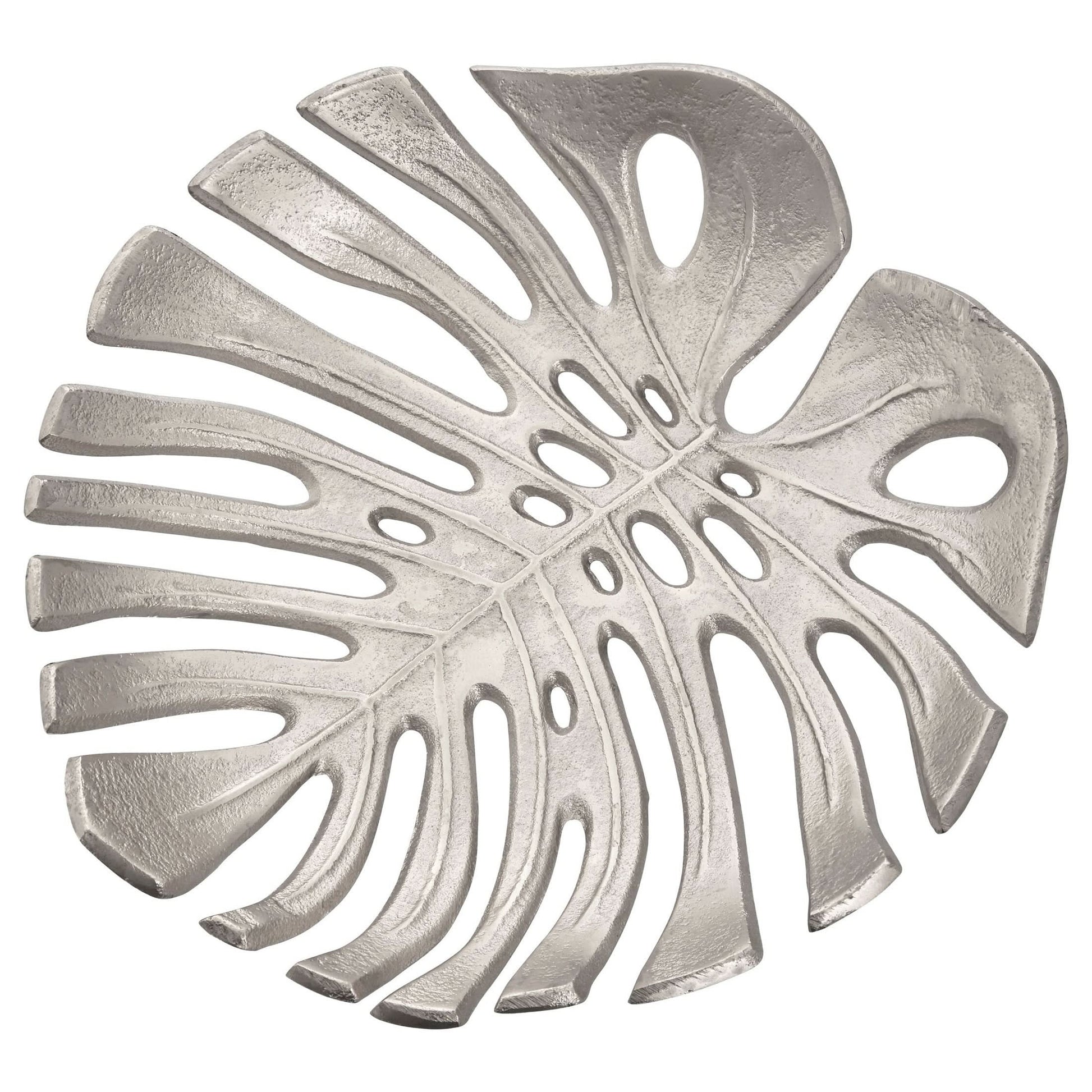 Prato Monstera Small Silver Finish Leaf Dish   Nicholas John Interiors