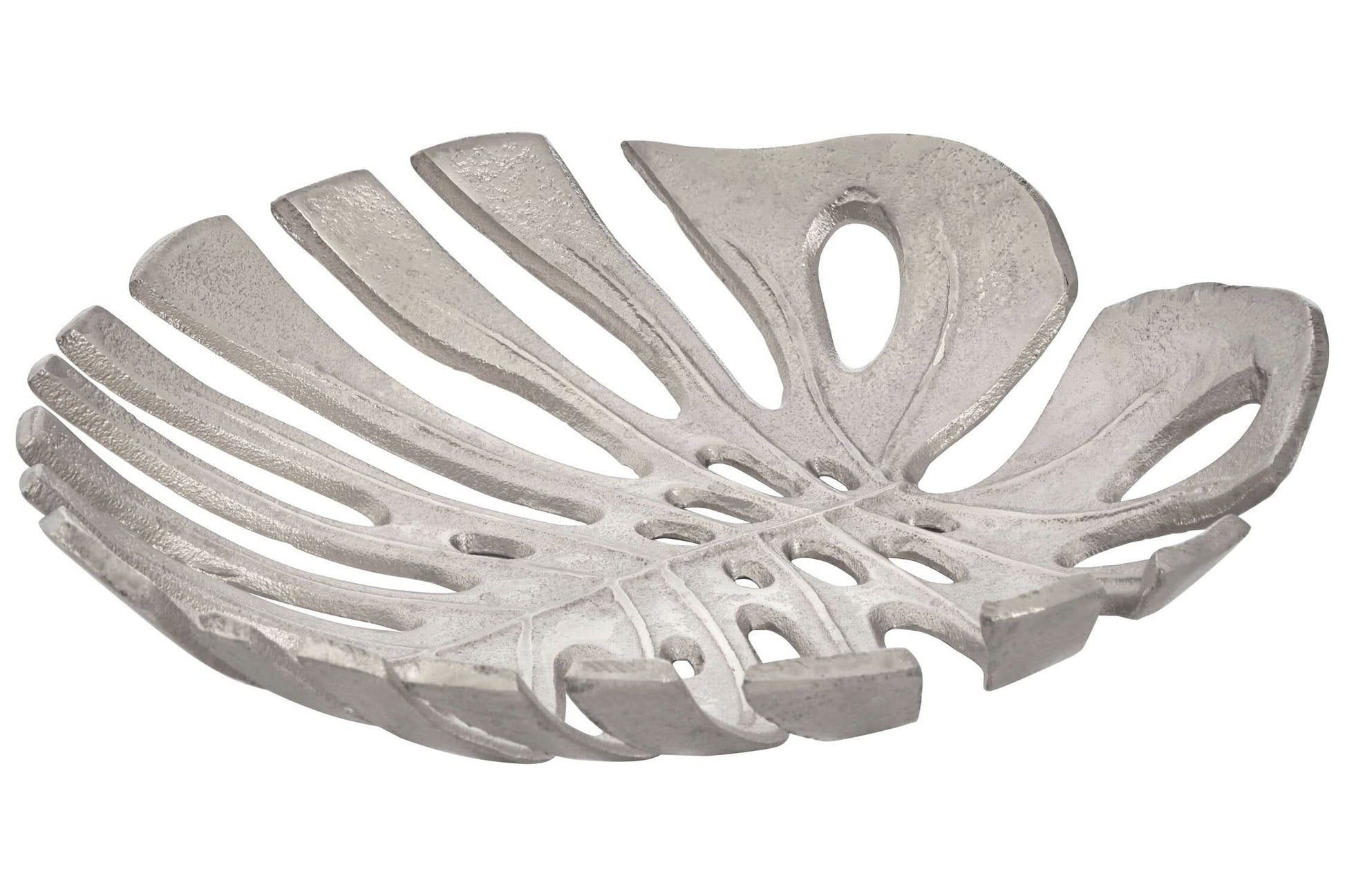 Prato Monstera Large Silver Finish Leaf Dish   Nicholas John Interiors