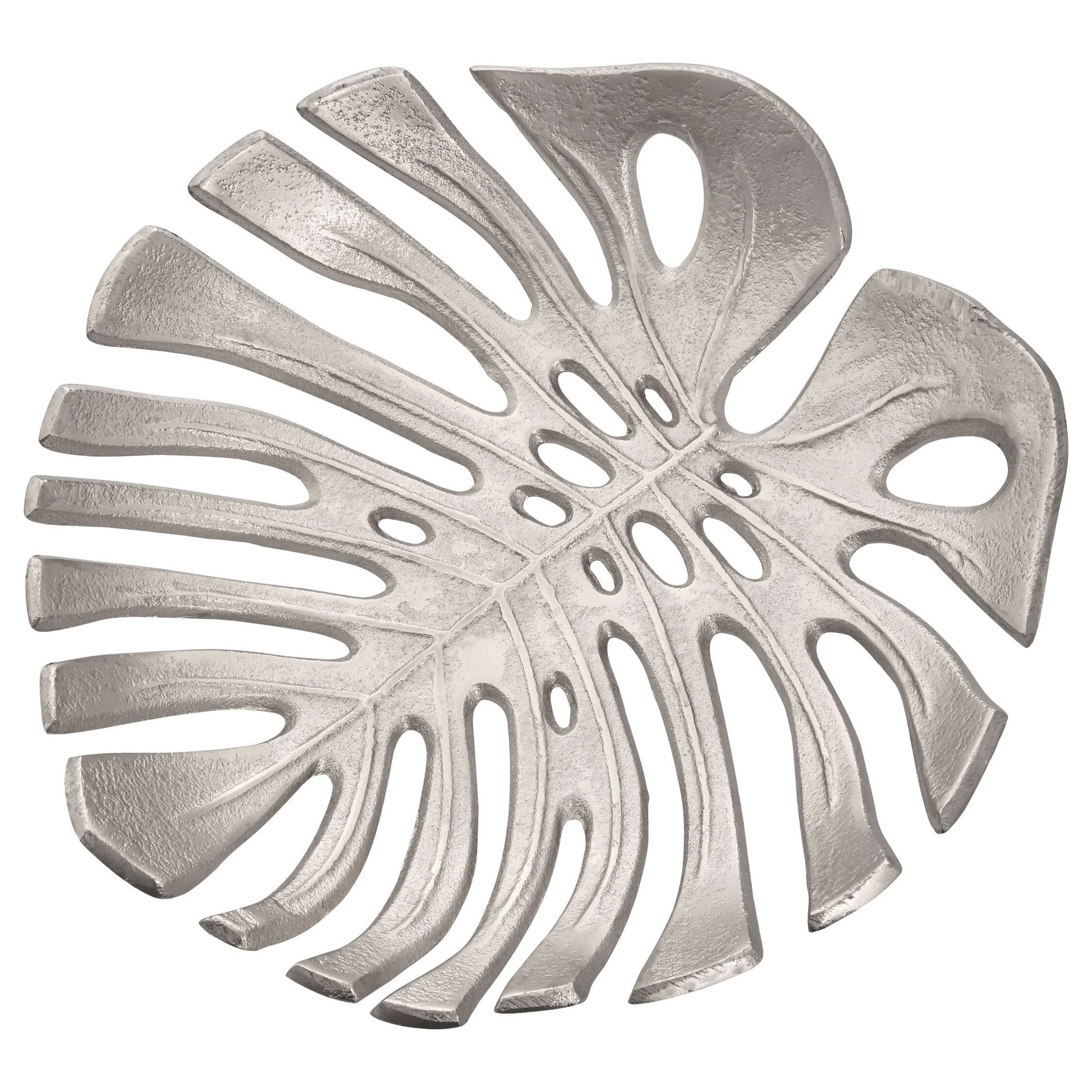Prato Monstera Large Silver Finish Leaf Dish   Nicholas John Interiors