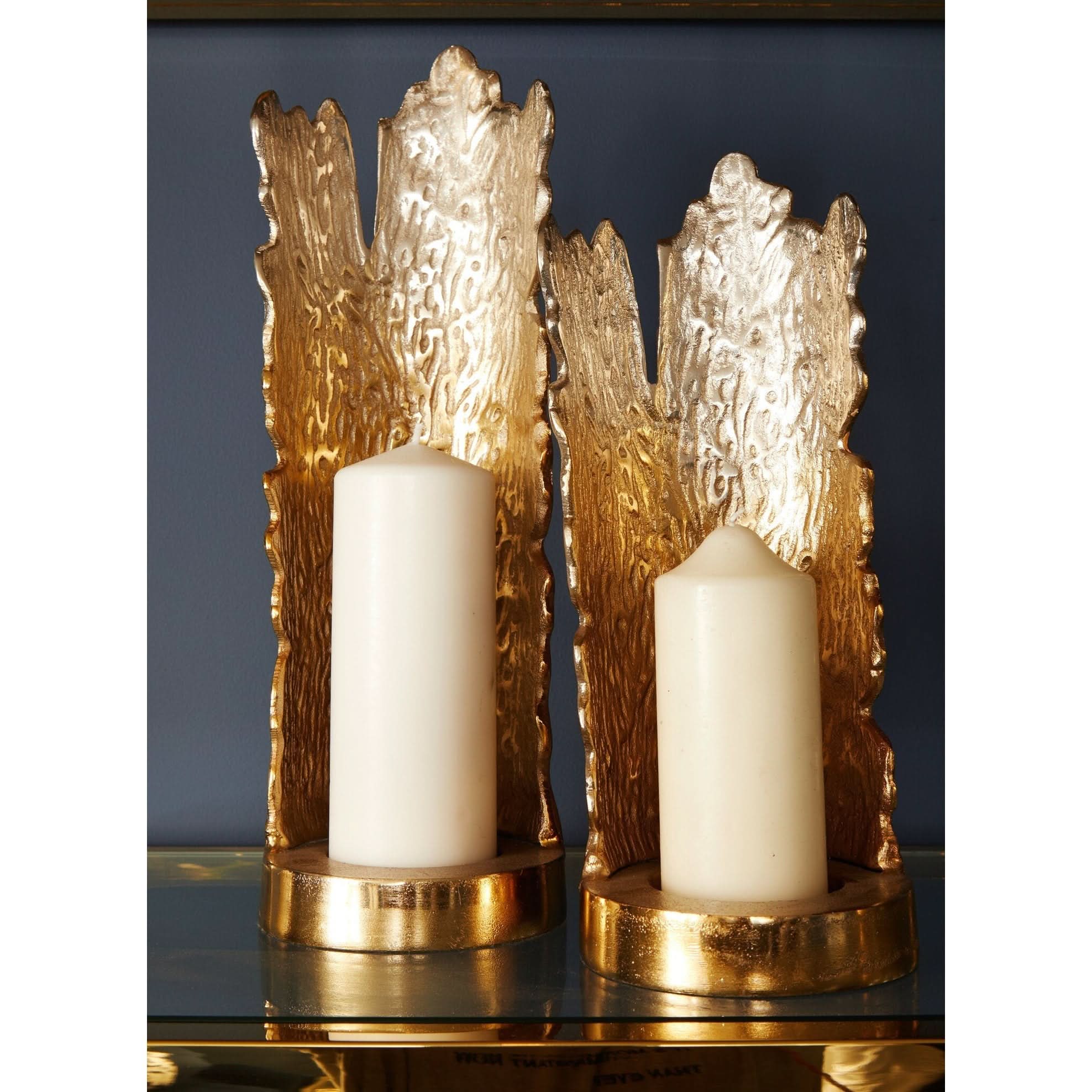 Dion Large Ombre Silver and Gold Finish Candle Holder   Nicholas John Interiors
