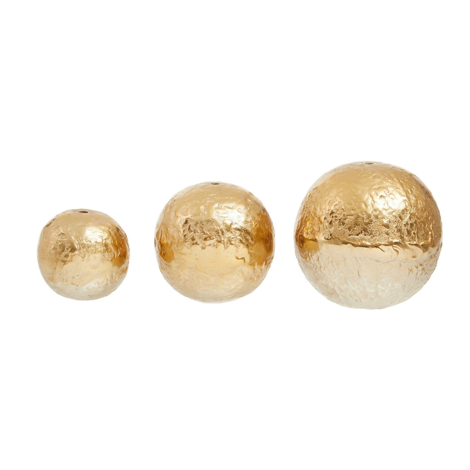 Dion Set of Three Ombre Silver and Gold Finish Deco Balls   Nicholas John Interiors