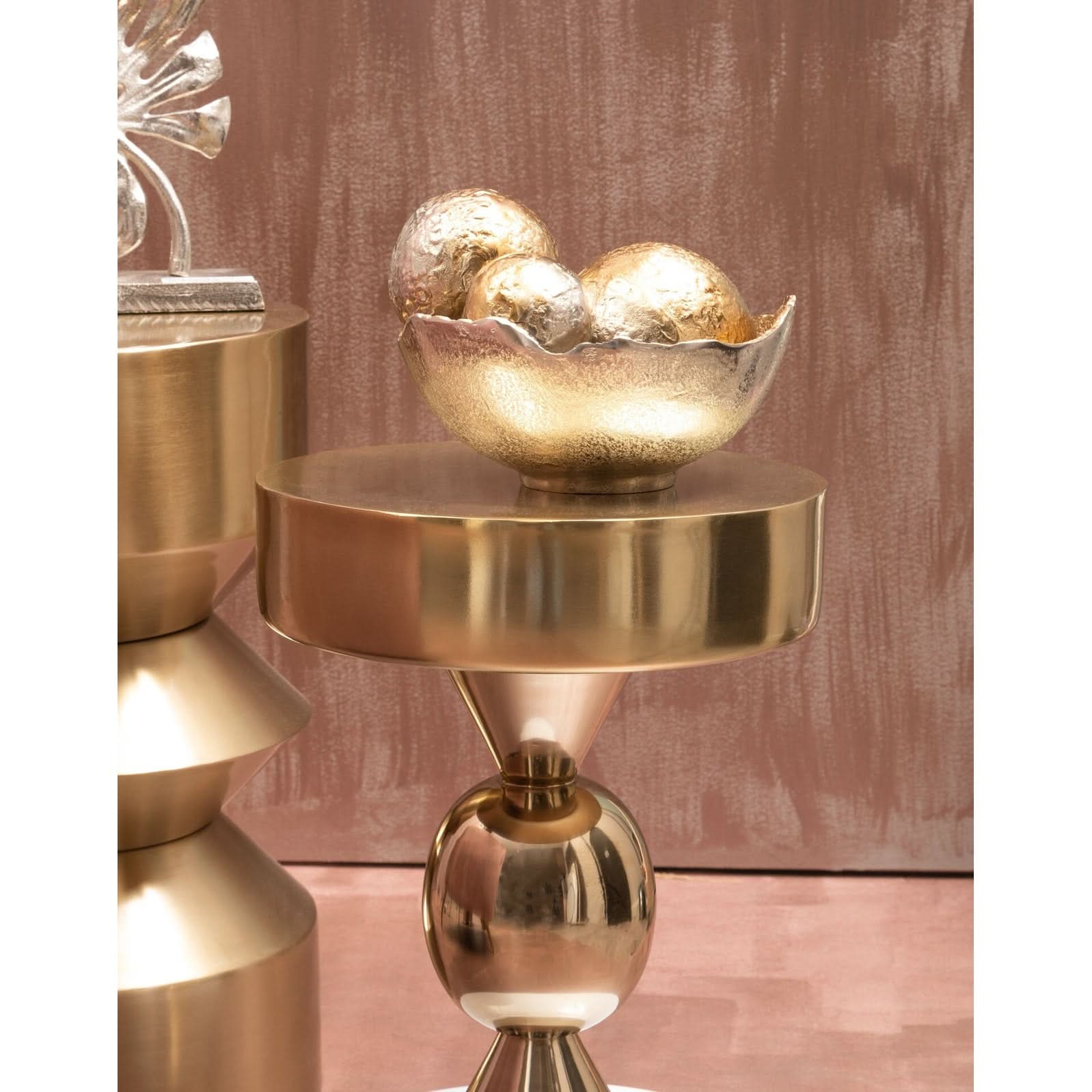 Dion Set of Three Ombre Silver and Gold Finish Deco Balls   Nicholas John Interiors