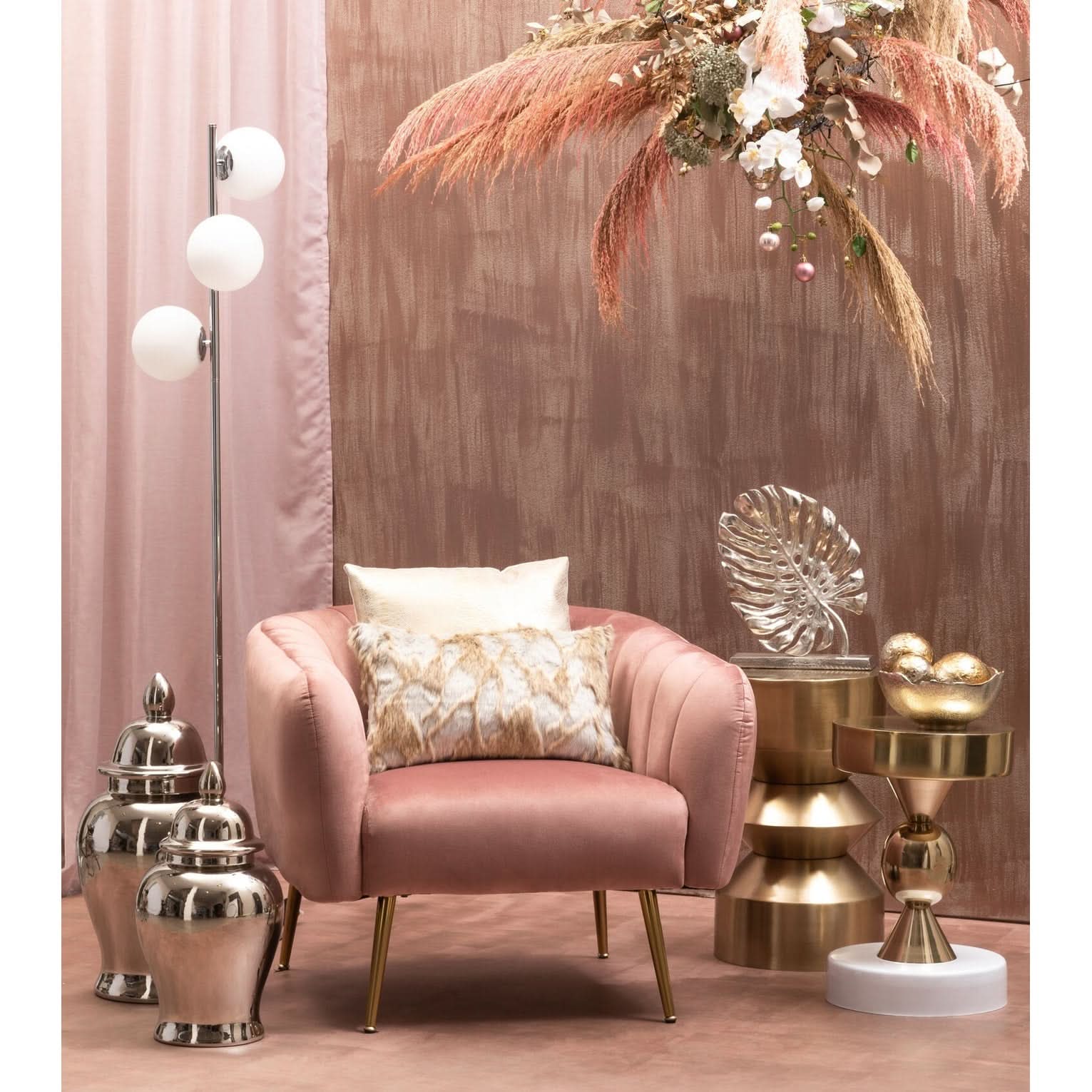 Dion Set of Three Ombre Silver and Gold Finish Deco Balls   Nicholas John Interiors