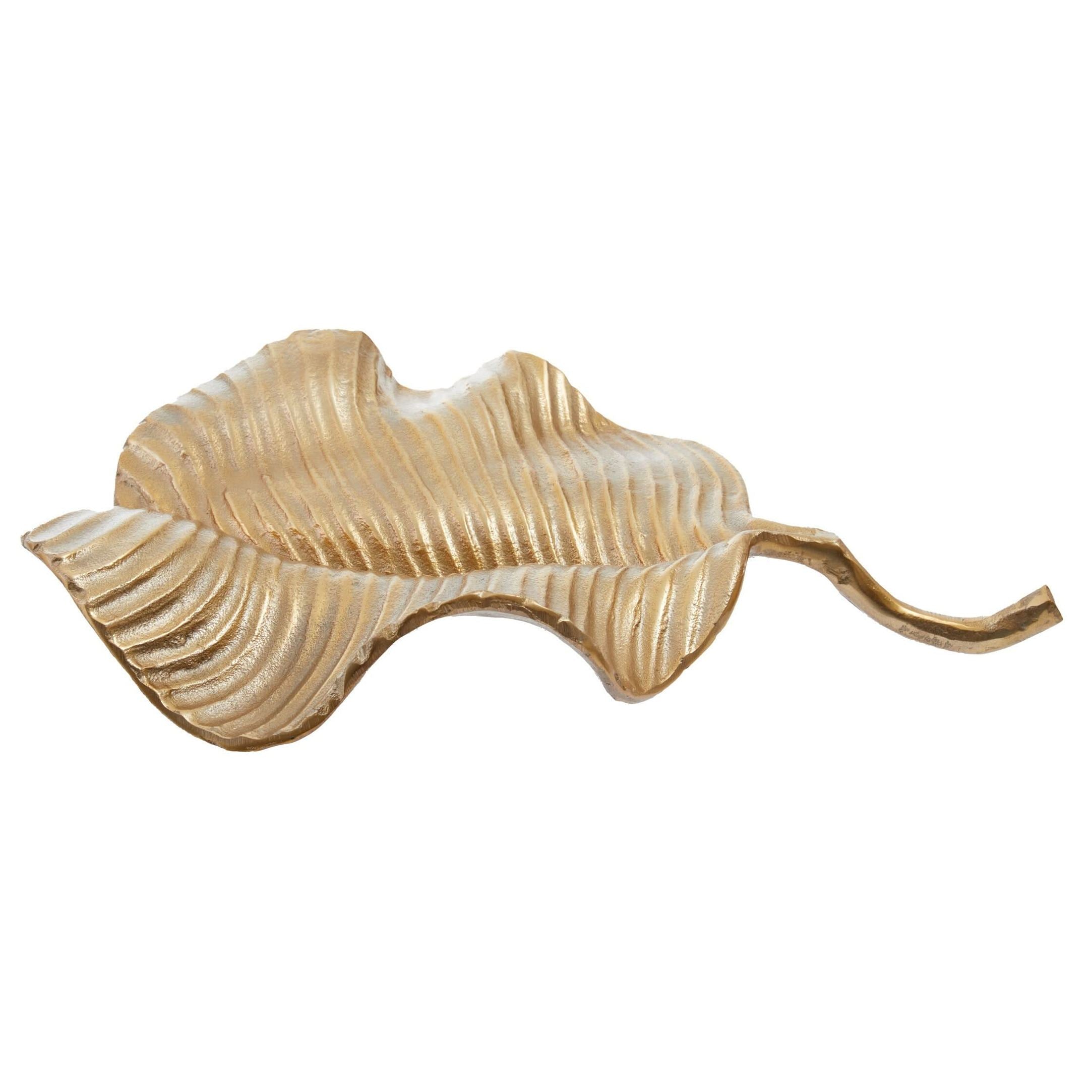 Prato Gold Finish Aluminium Leaf Dish   Nicholas John Interiors