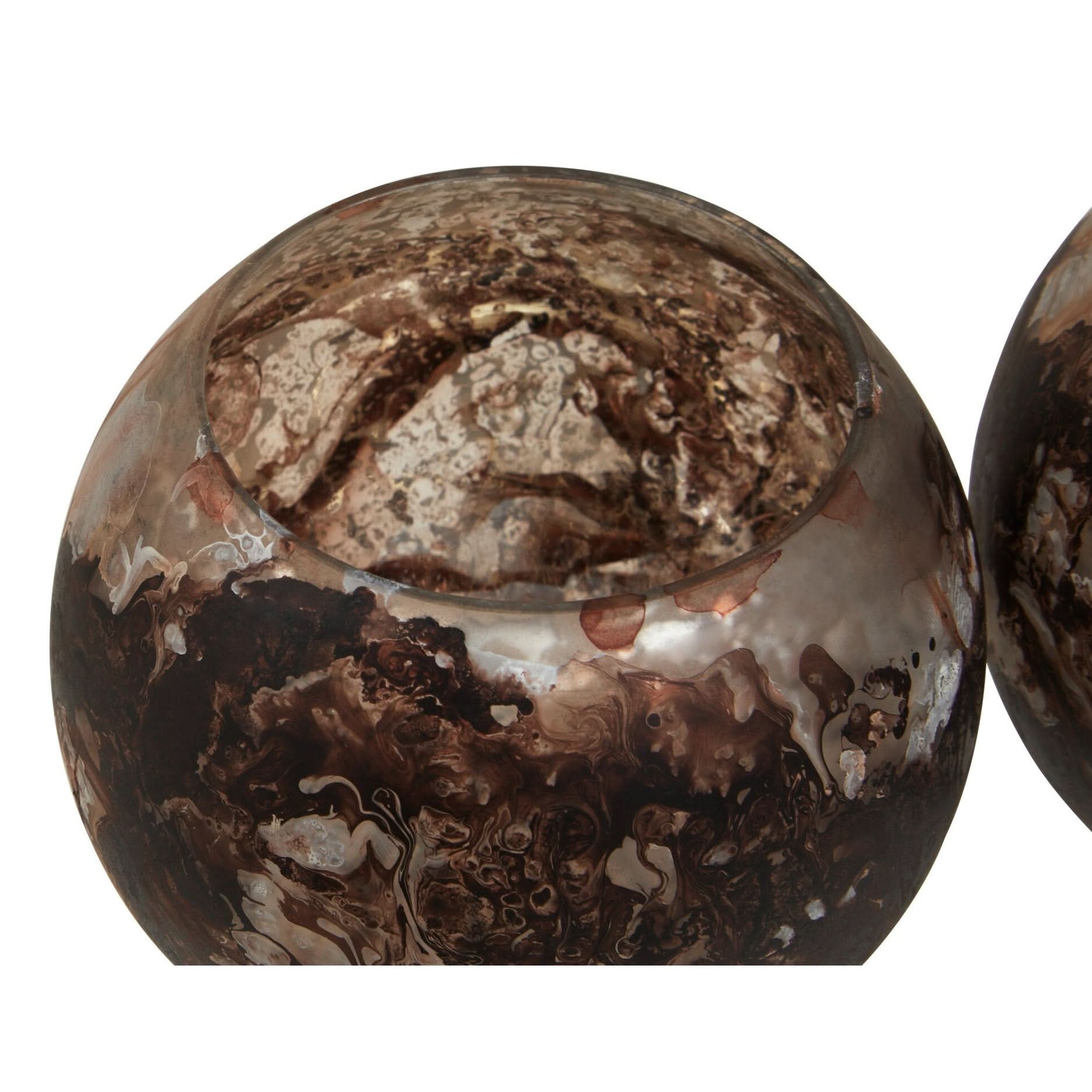 Garan Set of 3 Brown Marble Effect Tealight Holders   Nicholas John Interiors