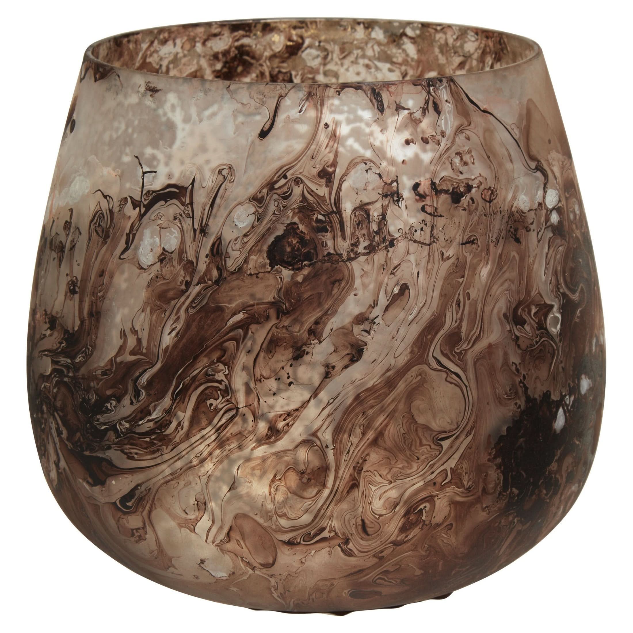 Garan Brown Marble Effect Small Candle Holder   Nicholas John Interiors