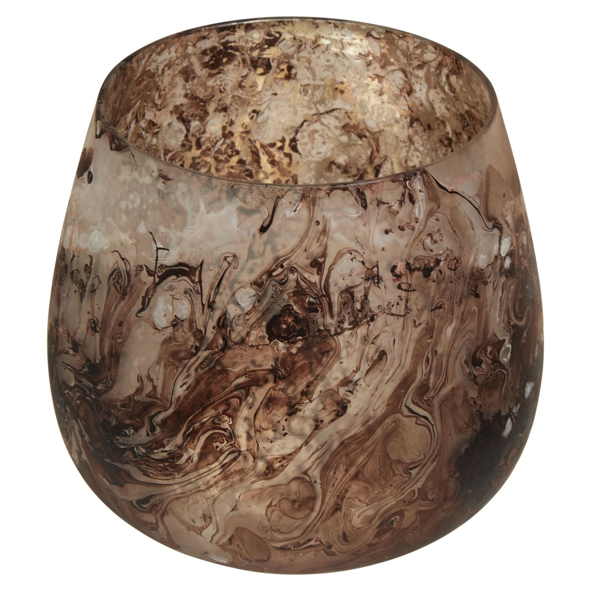 Garan Brown Marble Effect Small Candle Holder   Nicholas John Interiors
