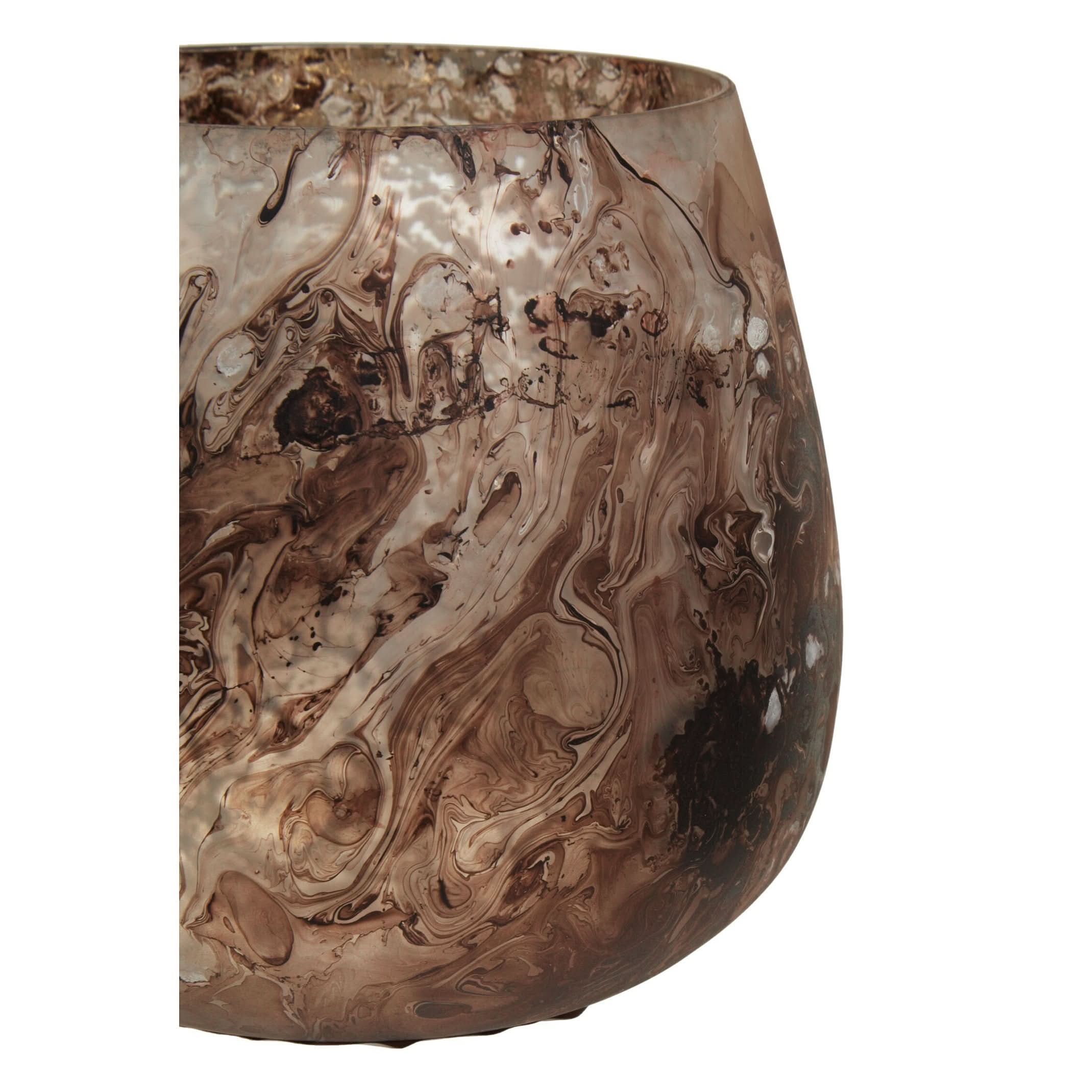 Garan Brown Marble Effect Small Candle Holder   Nicholas John Interiors